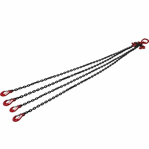 Cadena de Resistencia Industrial 2 Metros 4 Hilos con Gancho de Acortamiento 6mm