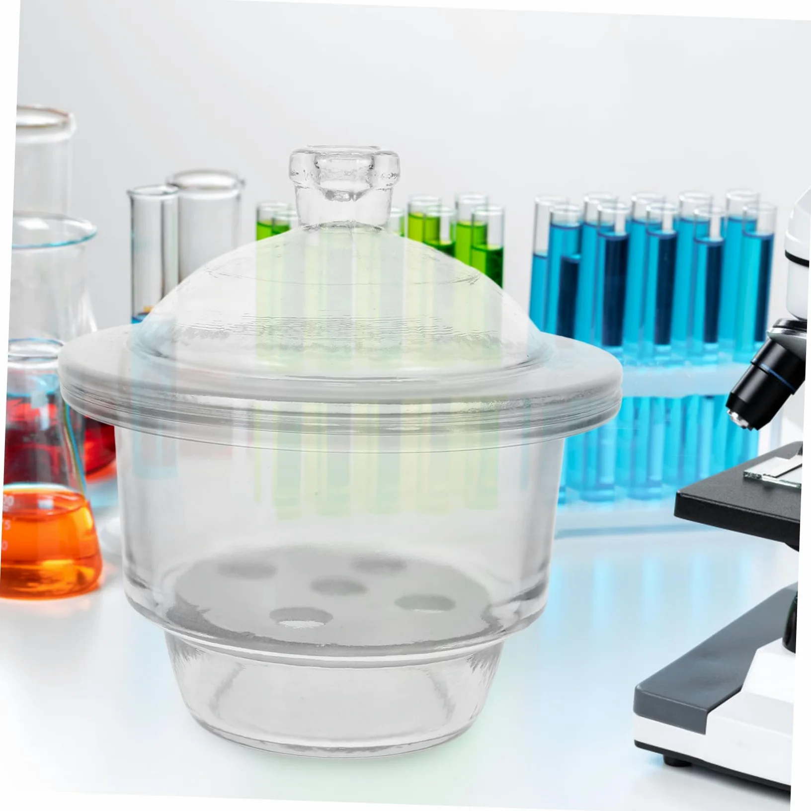 Desecador de Vidrio para Laboratorio, Alta Transparencia, Uso Científico | Operación Cómoda, Apto para Aprendizaje y Experimentos, Frasco Desecador de Vidrio
