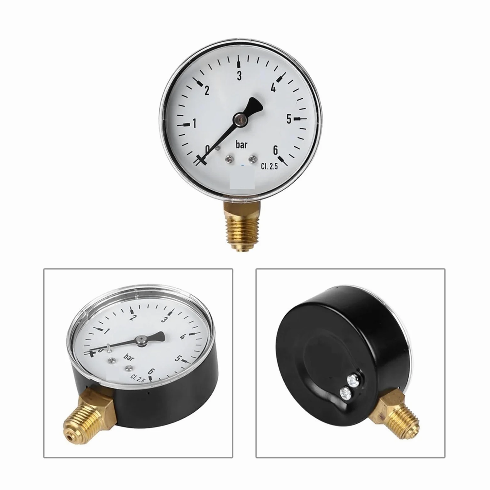 Manómetro de 0-6 Bar, compresor de aire 1/4 NPT, manómetro de presión de alta resistencia, cara 2,3 medición de aire, agua, aceite y Gas
