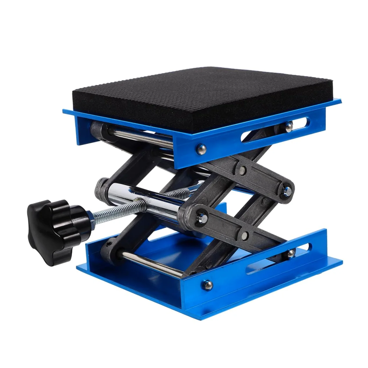Plataforma Elevadora de Laboratorio Ajustable 15x15cm Aluminio | Capacidad Estática 10kg, Rango 7, 5-27, 5cm, Espuma Amortiguadora Antideslizante