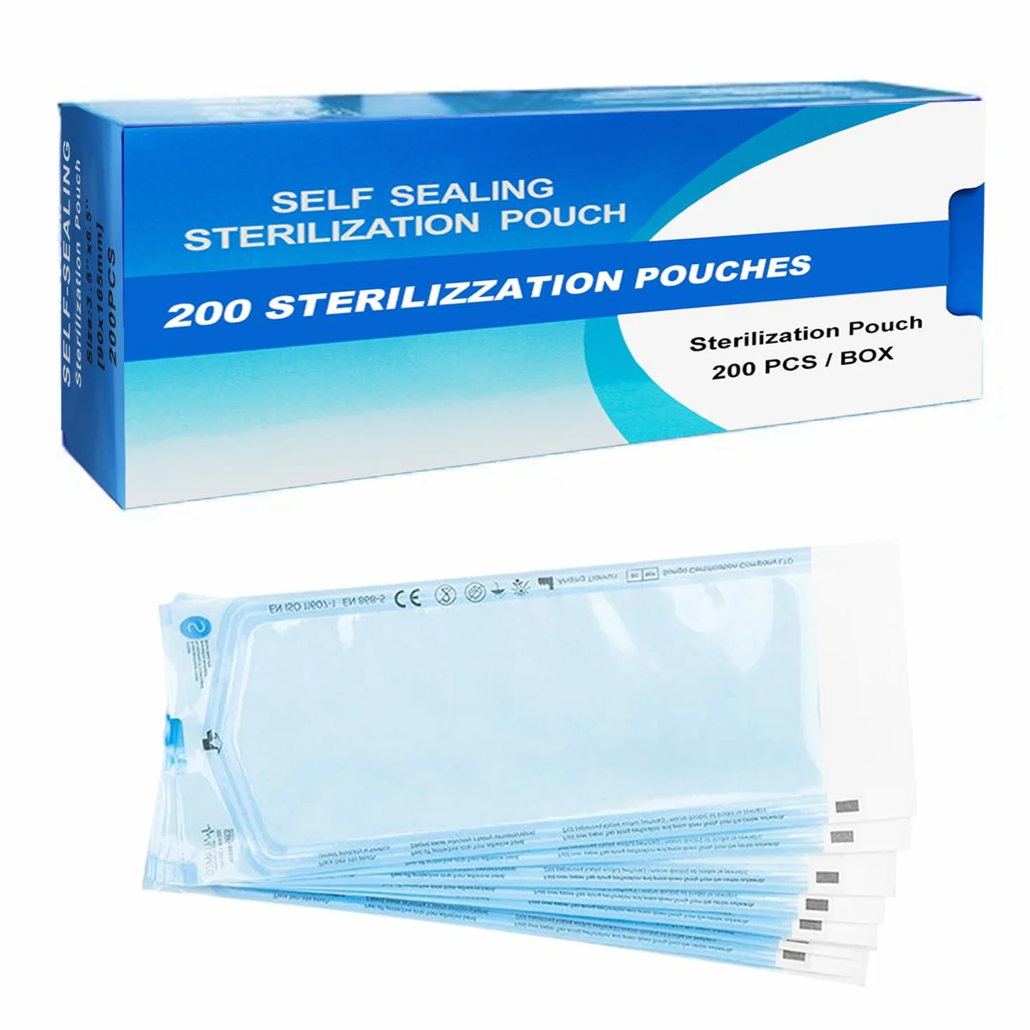 WARRIOR Bolsas de Esterilización 200 Piezas Autoselladas 90x260 mm