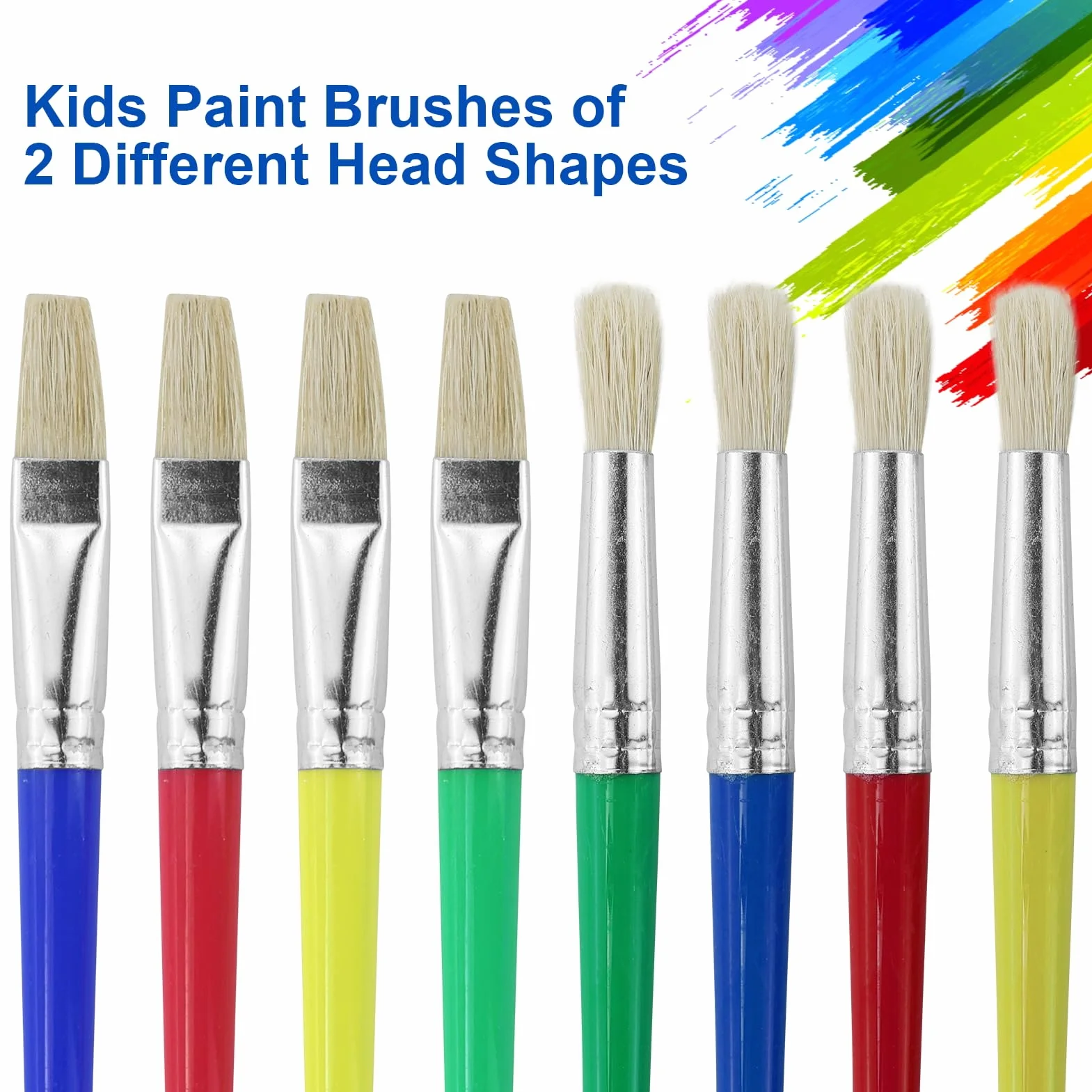 Pinceles de pintura para niños, redondo, preescolar, principiantes, 8 piezas
