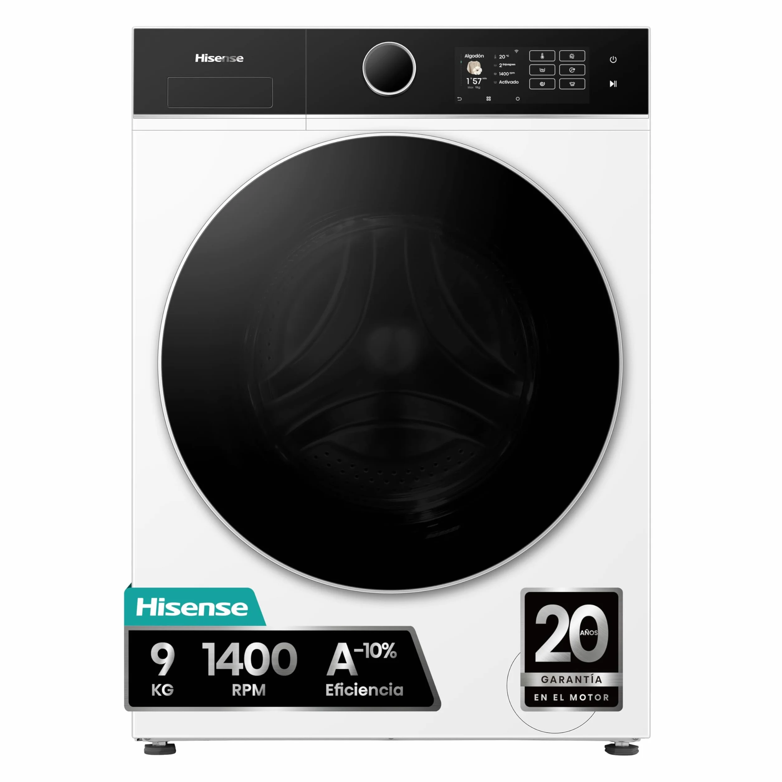 Hisense Lavadora 9 Kg 1400 rpm Clase A-10% Fondo Reducido 47cm Blanco
