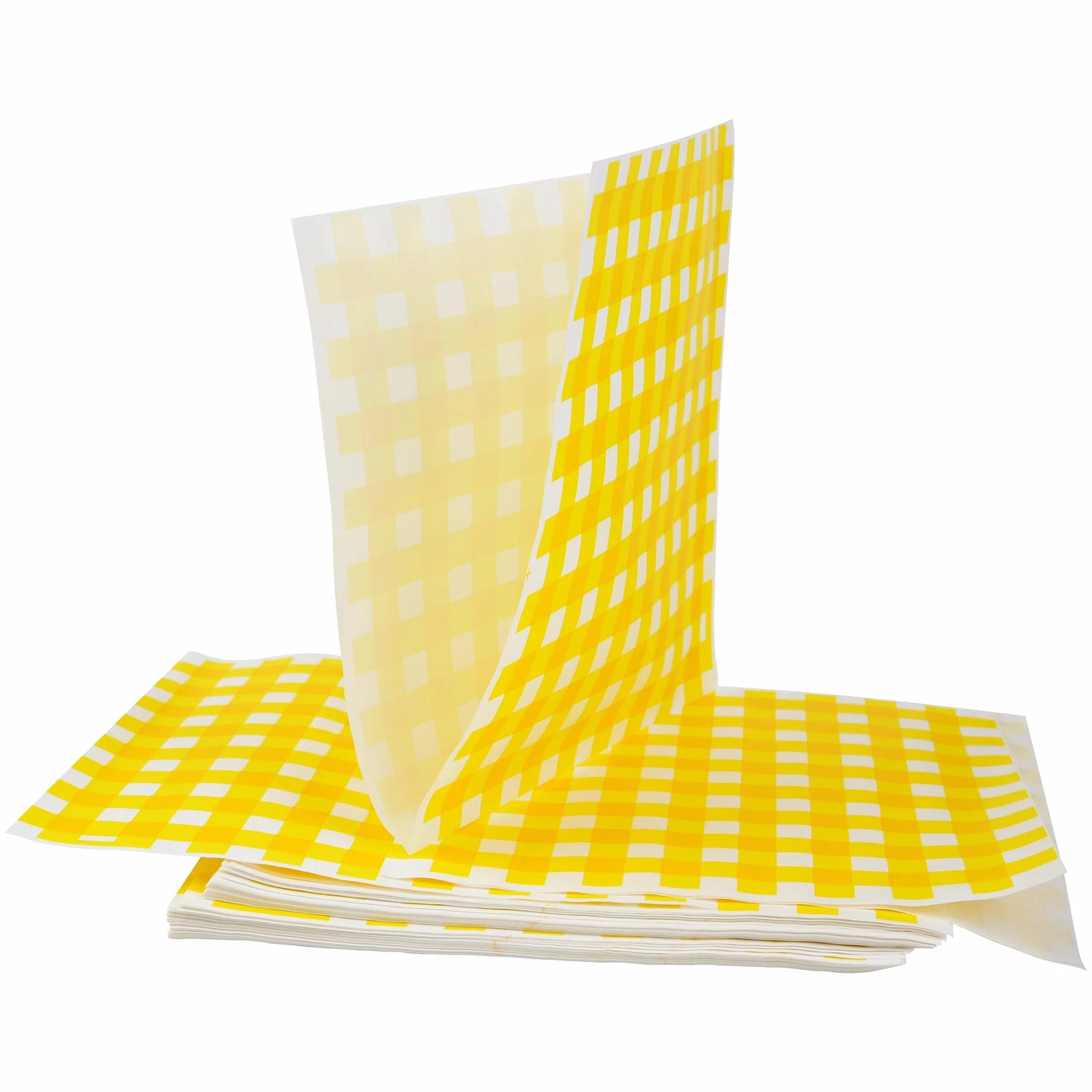 Papel Hamburguesa Antigrasa 18x18 cm Bolsa para Envolver Alimentos Hamburguesas Sándwich Patatas Fritas Patrón Cuadrícula Amarilla