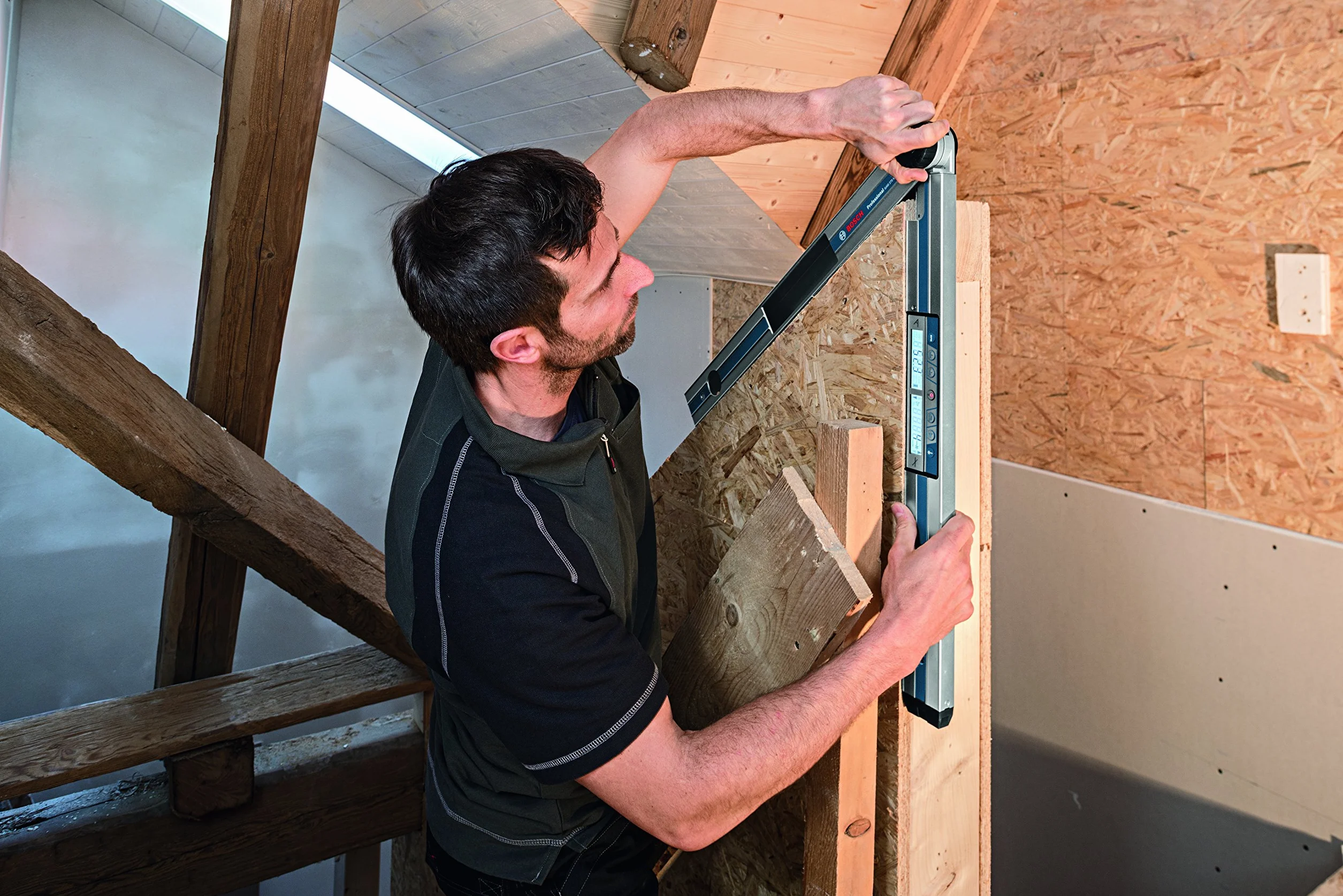 Bosch Professional Medidor digital de ángulos e inclinómetro GAM 270 MFL (precisión láser, cálculo de ángulos de inglete, margen de medición: 0 - 270º, longitud: 60 cm)