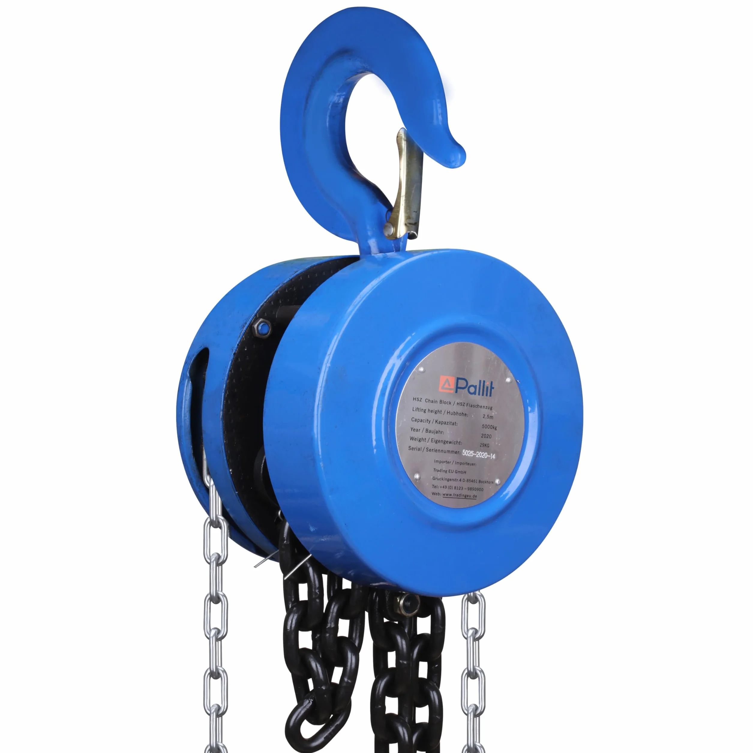Polispasto torno de cable aparejo de cadena 5000 kg / 5 t - 2500 mm / 250 cm - redondo