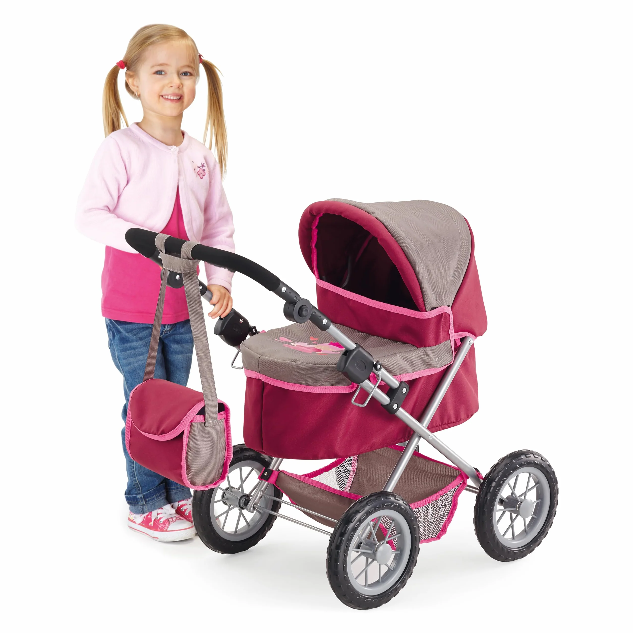 Bayer Design Cochecito Muñecas Trendy Royal 68cm Gris Burdeos