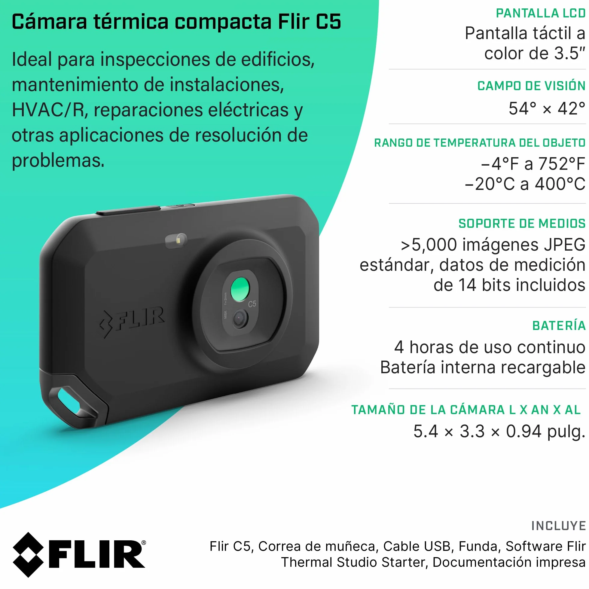 FLIR C5 Compact Thermal Imaging Camera with WiFi: High Resolution Infrared Imager for Inspection, Electrical/Mechanical, Building, and HVAC Applications