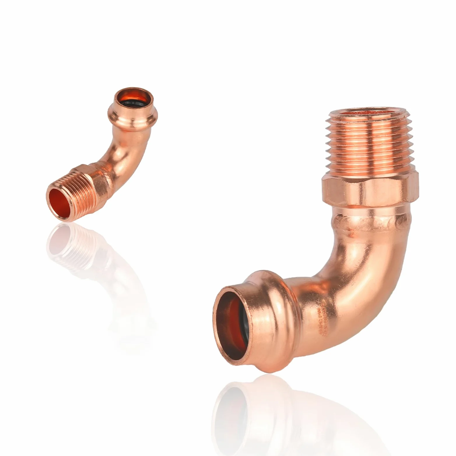 EFIELD - Codo de prensa de cobre, prensa de 1/2 pulgada x codo macho de 90 grados de 1/2 pulgada para conexión de tubería de cobre (1/2 x 1/2 pulgadas)