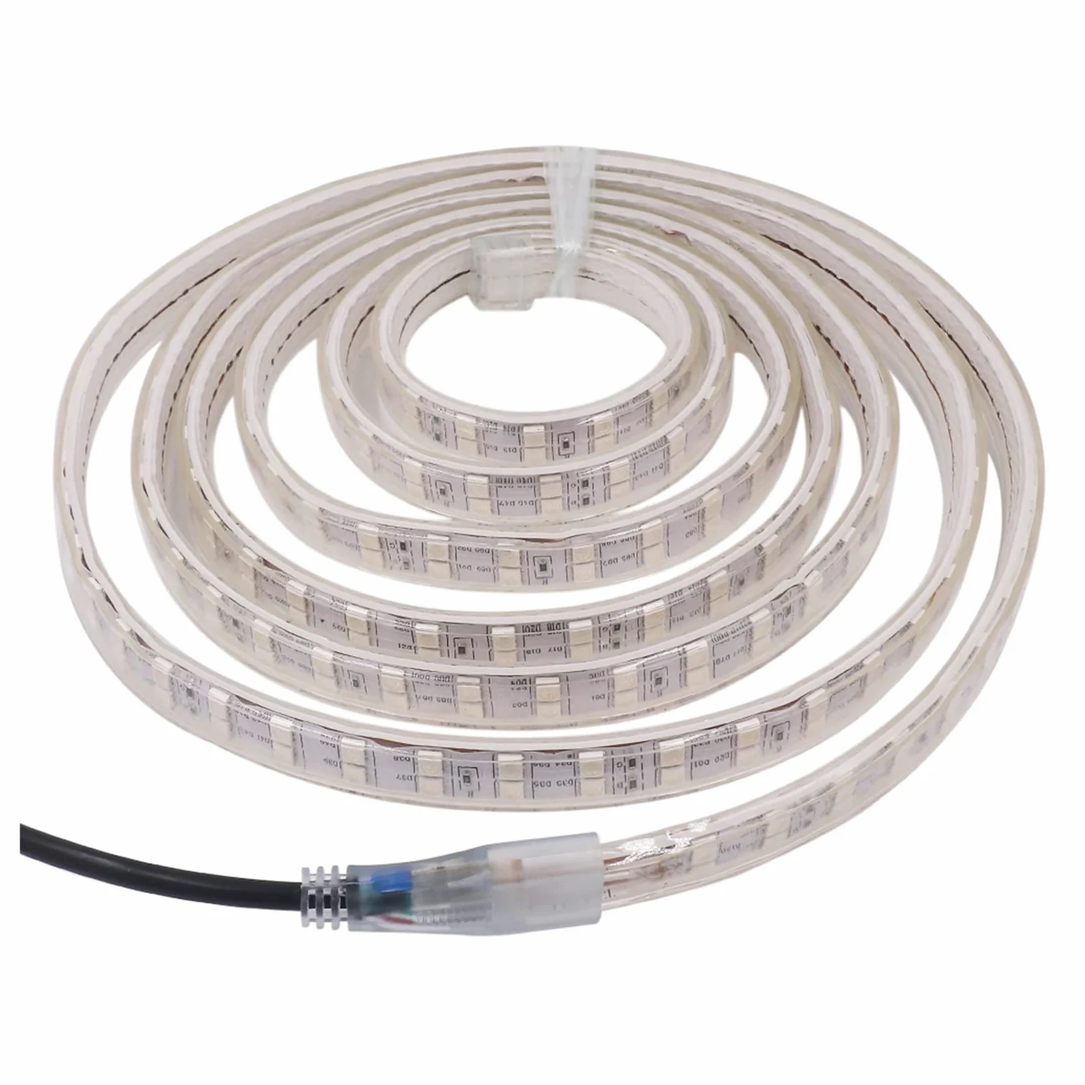 Tira de luces LED RGB 5050 de 220 V, control remoto táctil, súper brillante, doble fila, impermeable, cinta flexible para decoración del hogar (juego RGB de 220 V, 15 m)