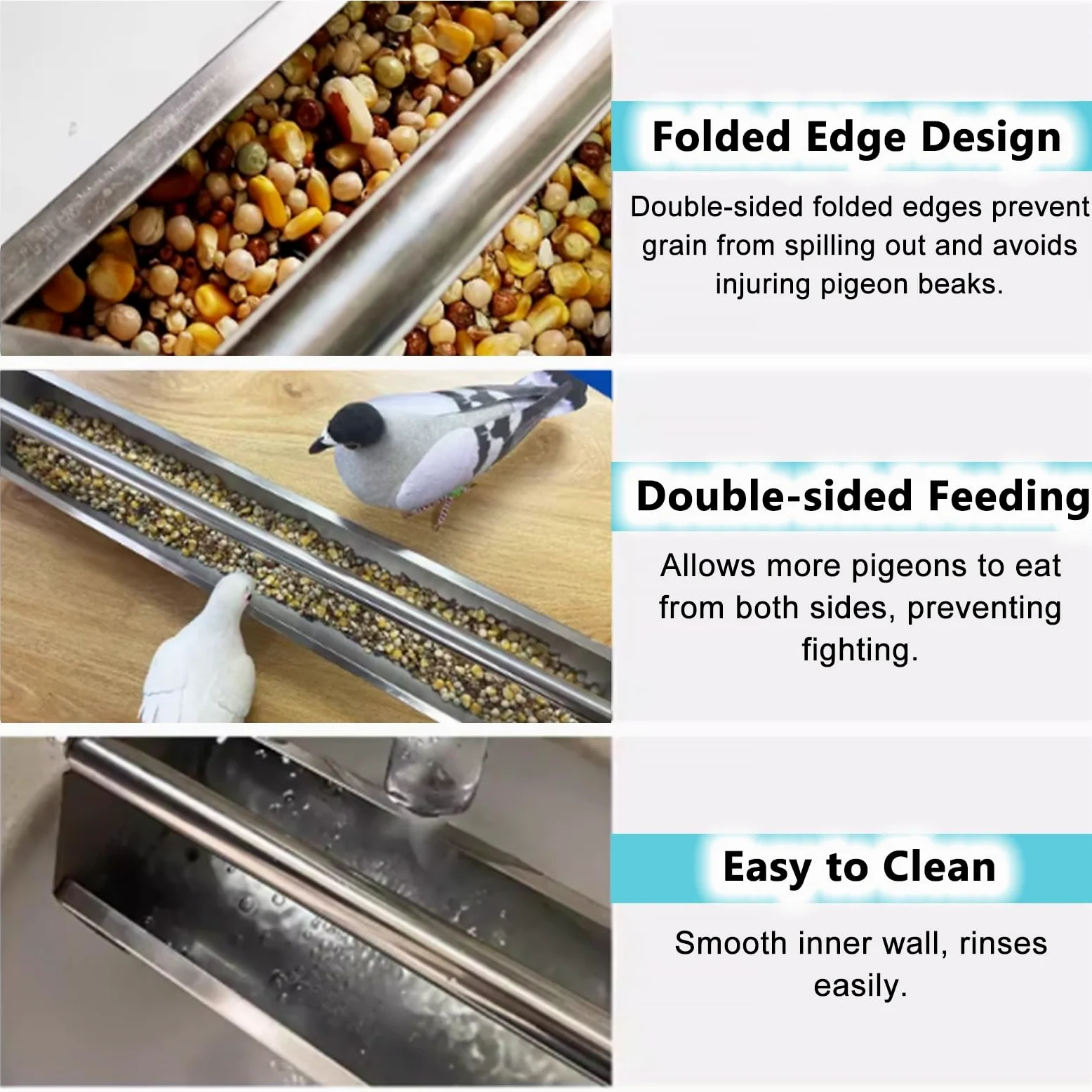 Comedero para pollo, bandeja de alimentación de aves de corral de 140 cm de largo con barra transversal giratoria para patos, pavos, gansos