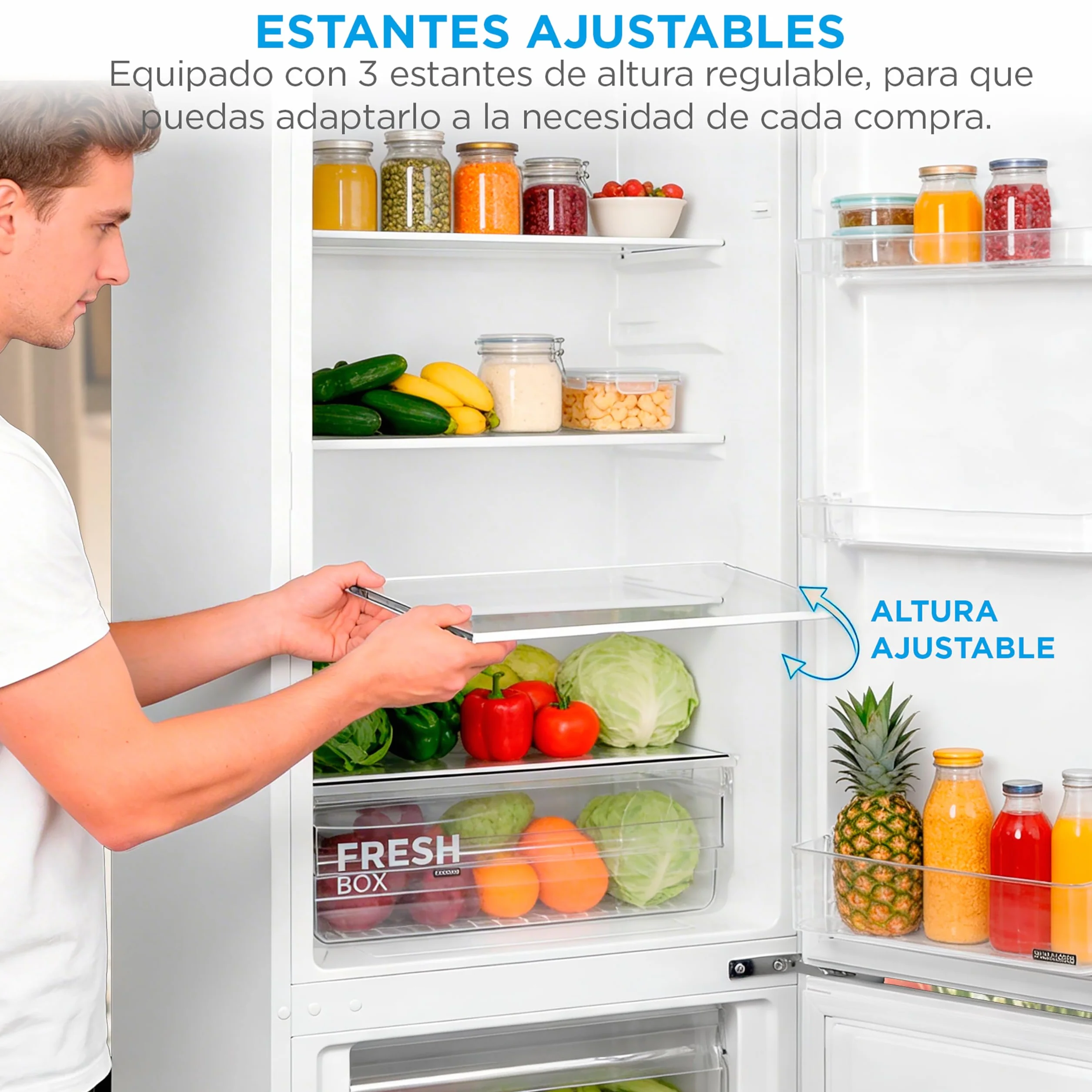 Midea Frigorífico Combi Blanco 262 L 55x177 cm Congelador 65L Low Frost Nevera Combi