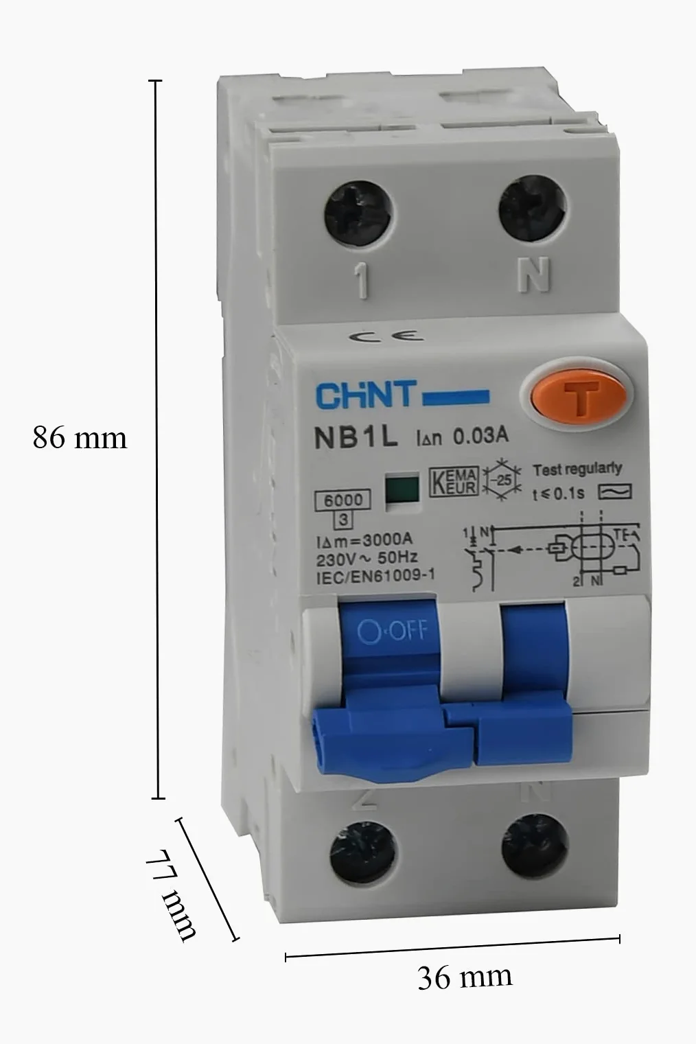 Chint - Interruptores magnetotérmicos diferenciales Serie NB310L-2P, cód. 660000 (Compact 2, tipo A, 230 V CA, 16 A, 30 mA)