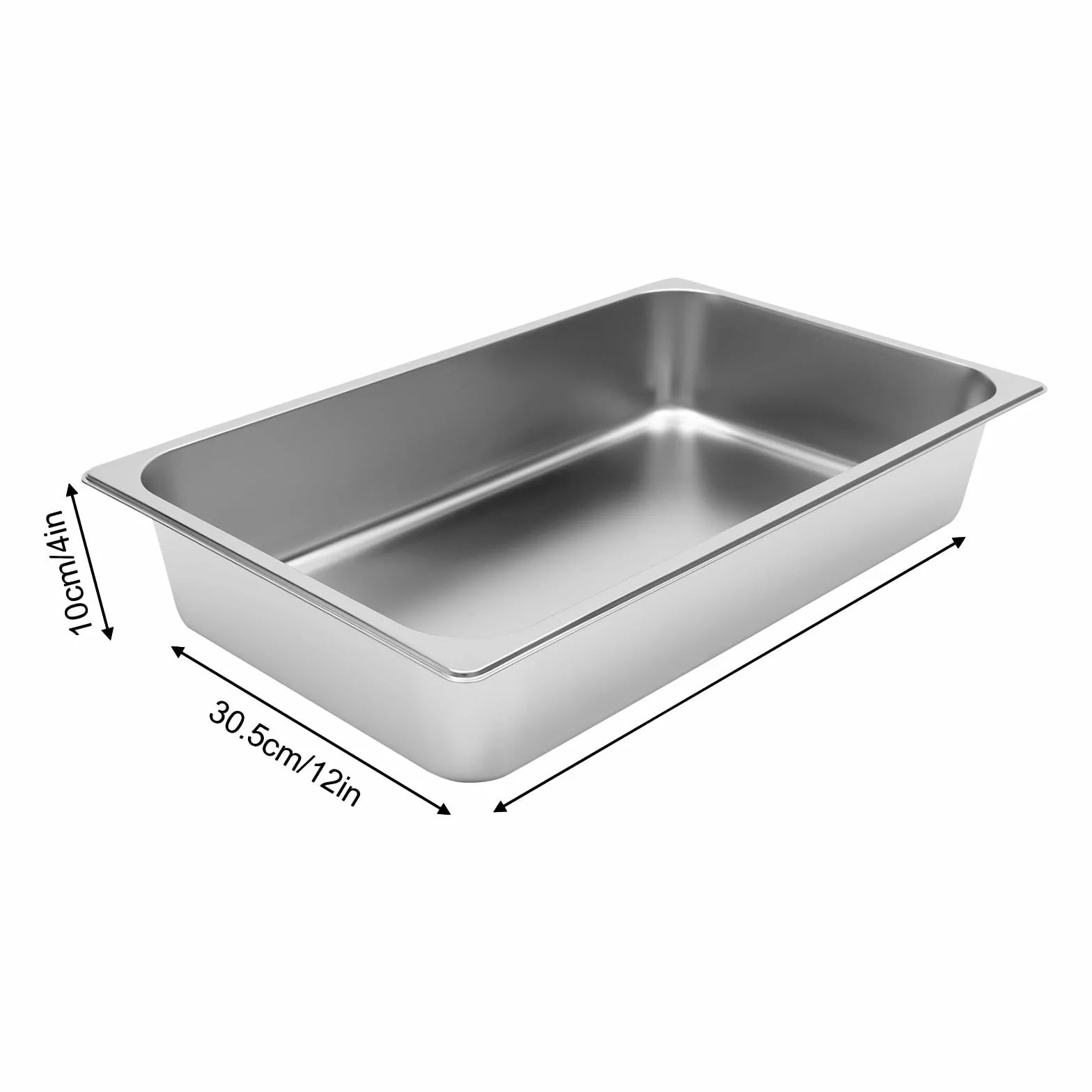 Juego 4 recipientes para comida acero inoxidable rectangular tapa buffet catering plateado