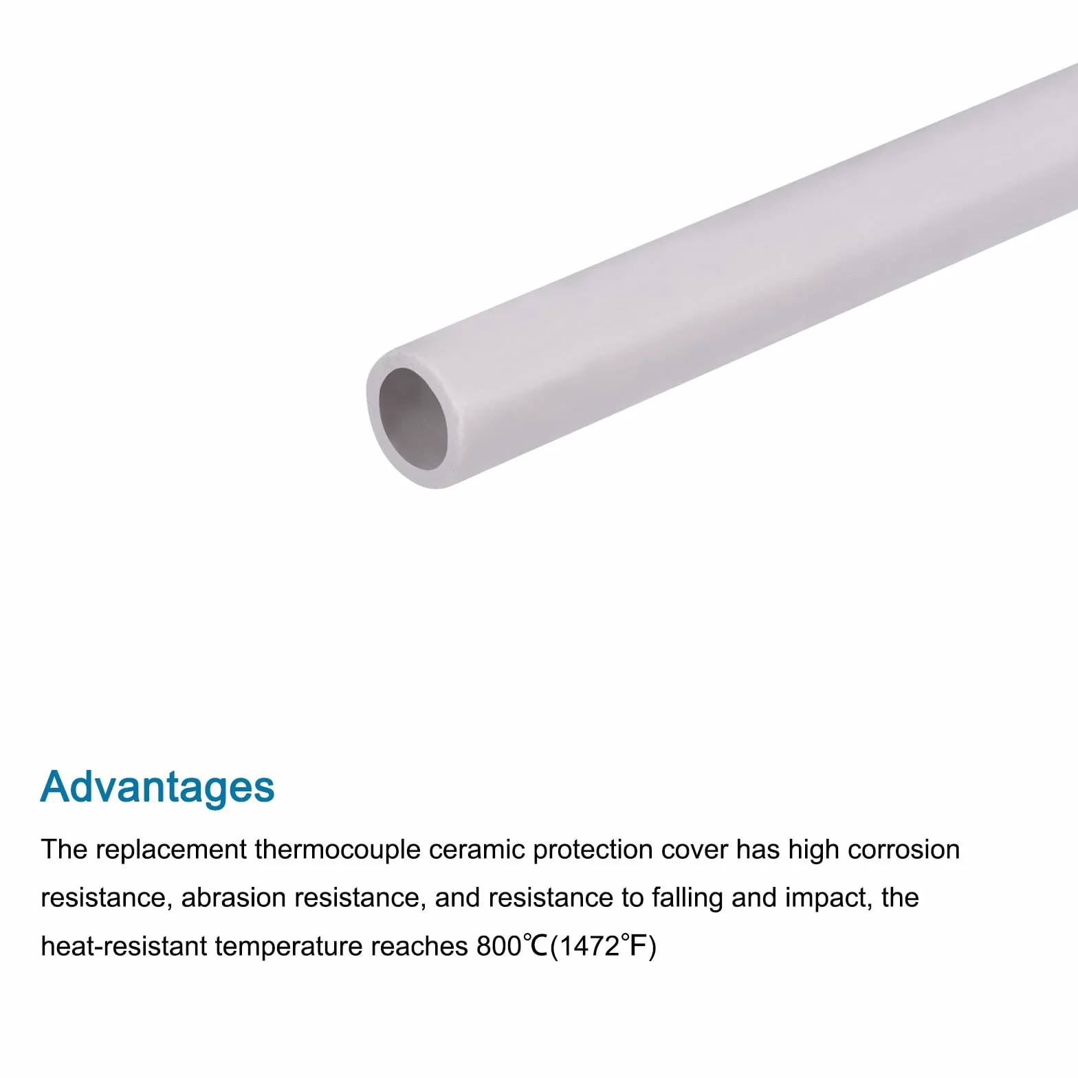 QUARKZMAN Tubo Protección Cerámica Termopar Estufa 8x12x100mm Blanco Orificio Único Paquete 3