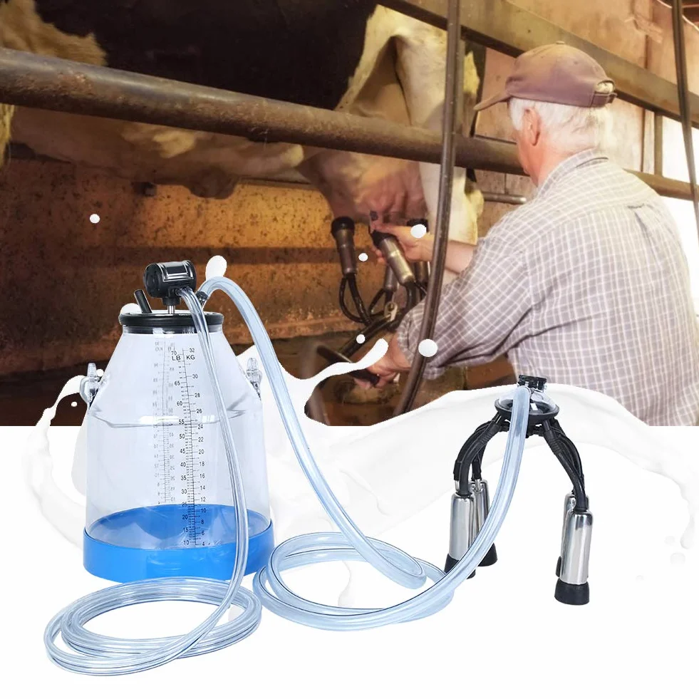 Ordeñadora de Vacas Portátil Transparente de 32 Litros, Cubo para Máquina de Ordeño, Barril, Ordeño Eficiente en Granjas Lecheras, Seguro y Conveniente con Visualización Clara, Compatible con