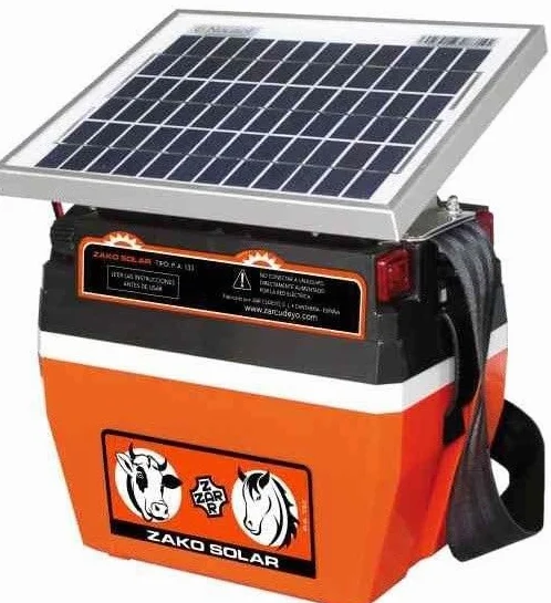 Pastor eléctrico con Placa SOLAR 5W Y Batería recargable de 12 V, Mod. ZAKO SOLAR PA133
