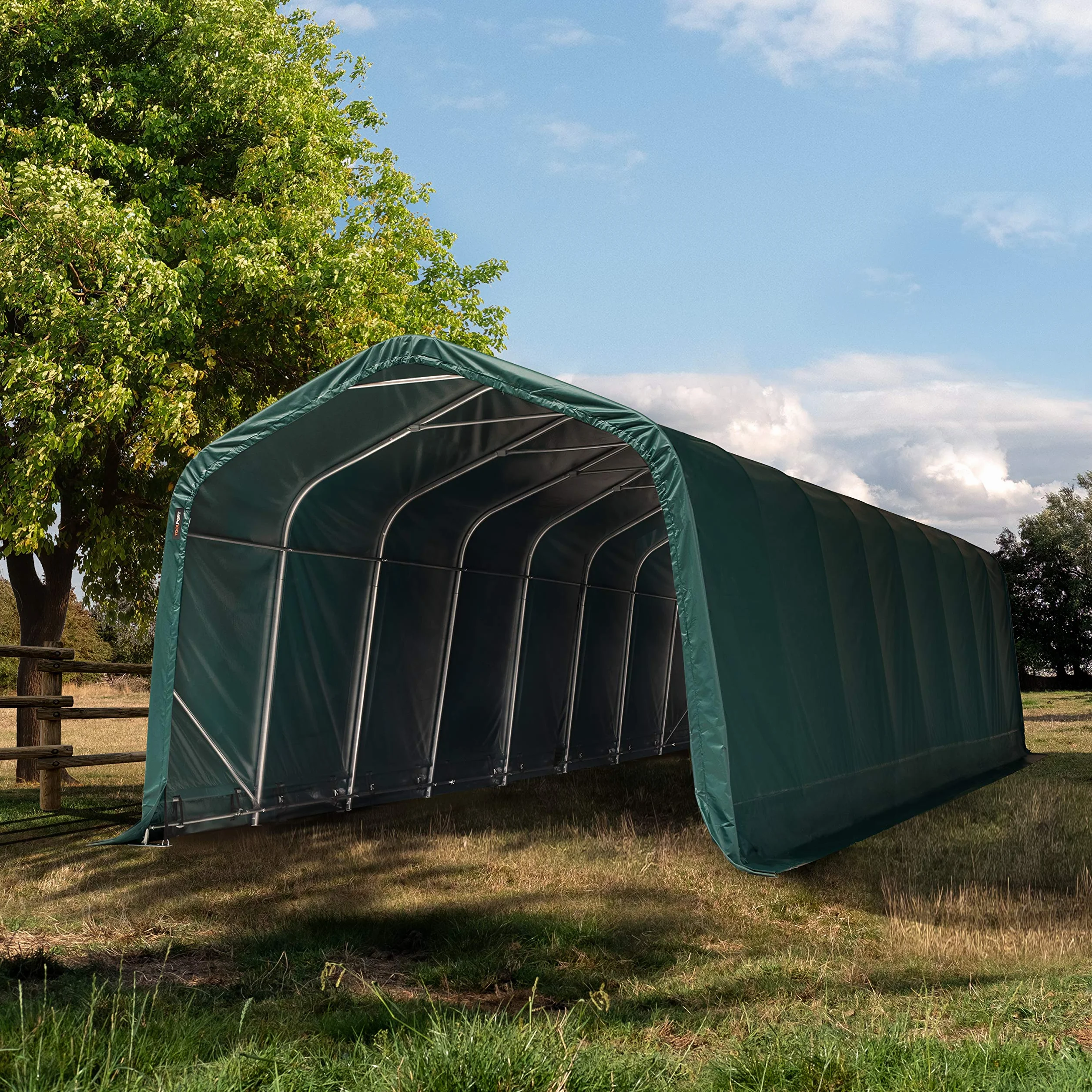 Robusto Refugio de pastizal 3,3x9,6 m Impermeable Lona PVC 800N Tienda de Almacenamiento, para Suelos de hormigón, Verde