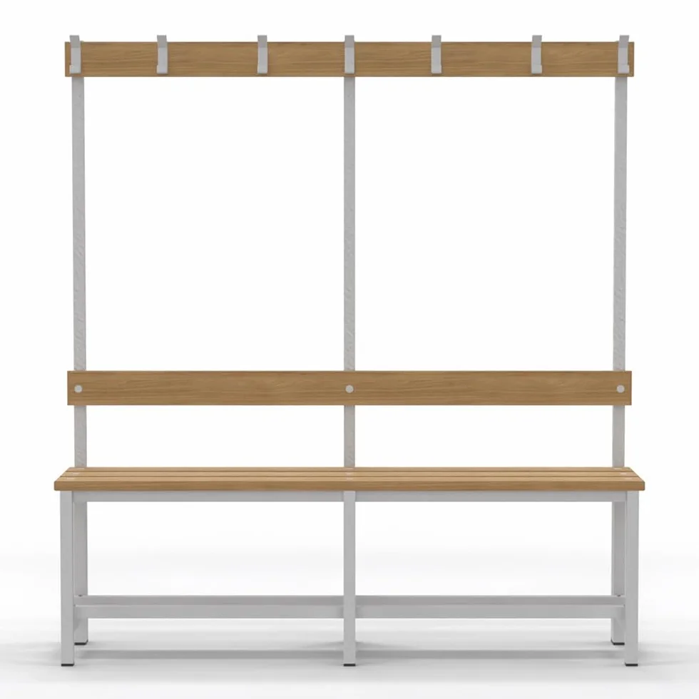 Spacio Banco de Madera Norrköping con Perchero 1500x1600x350 Estructura de Acero