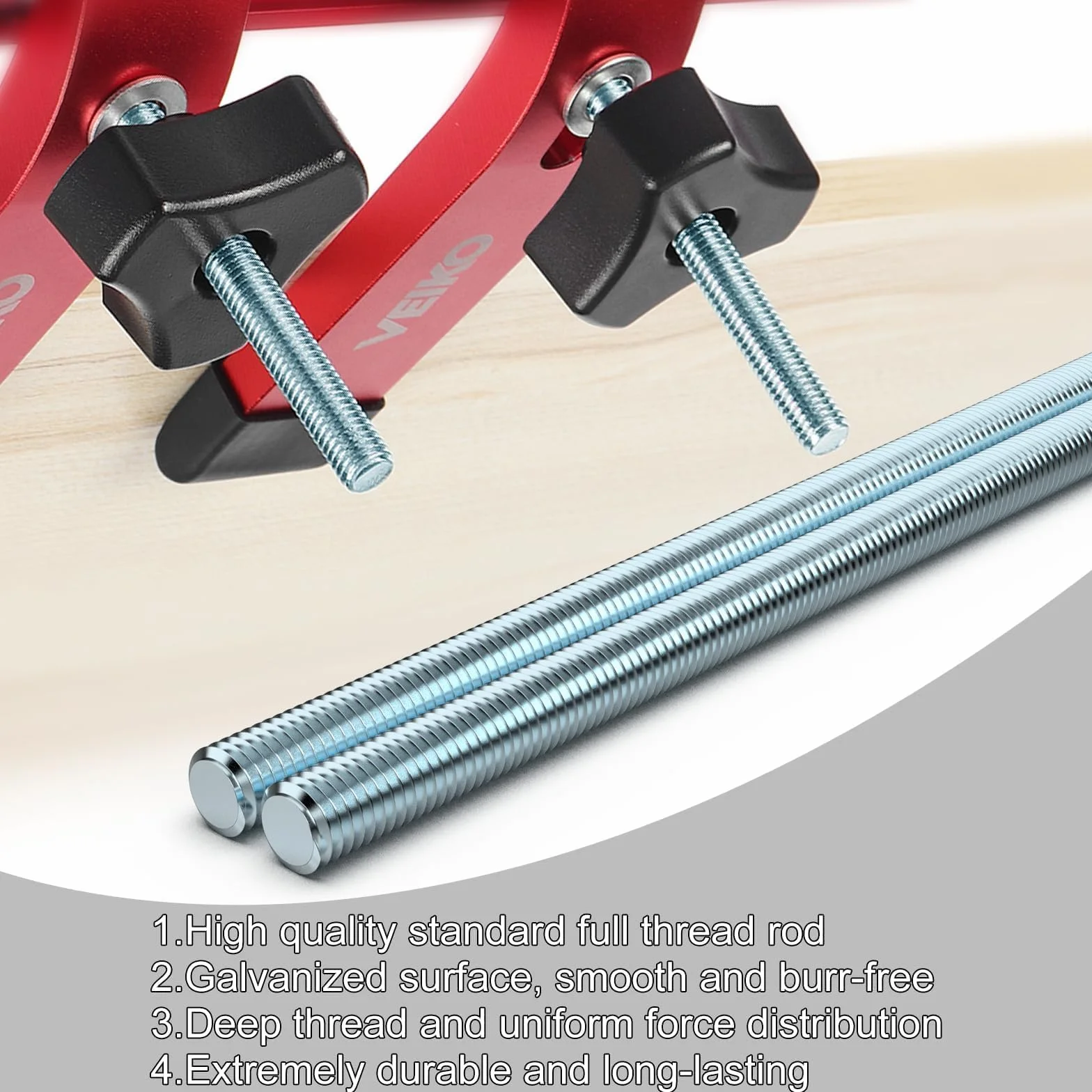 Varilla Roscada M10 x 300 mm Galvanizado DIN 975 Acero Carbono Grado 4.8