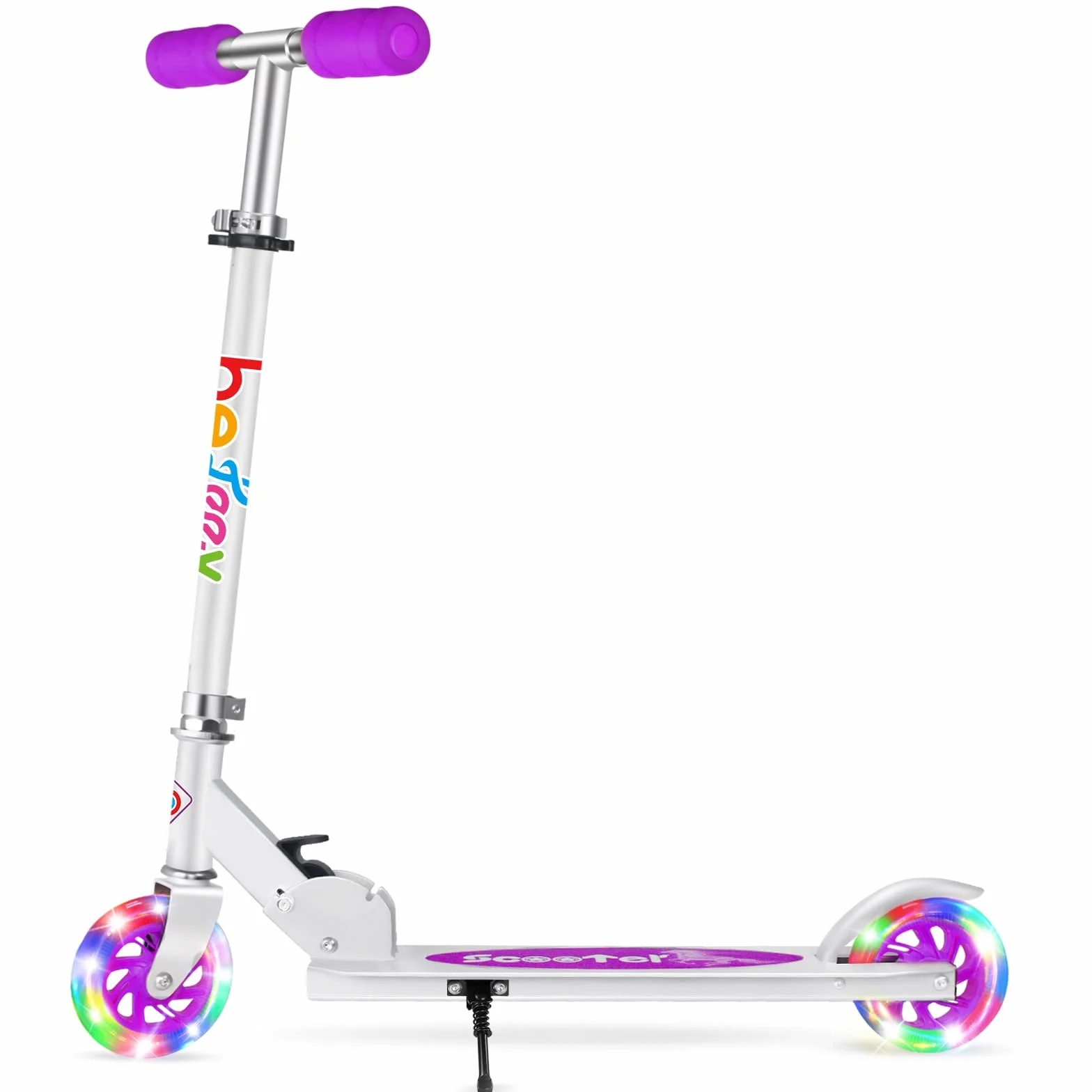 Patinete Infantil Plegable BELEEV V1 con Luces LED, 4 Alturas Ajustable, Ligero para Niños 3-12 Años