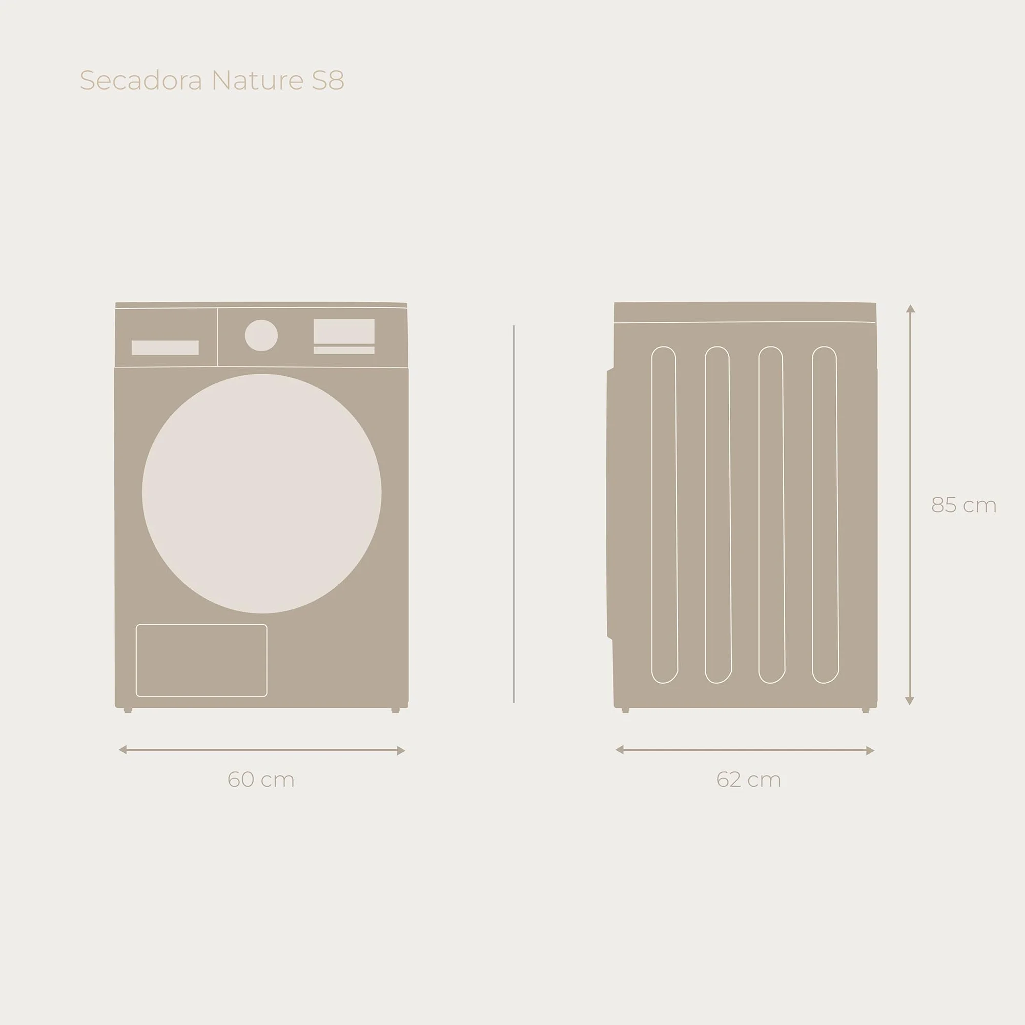 EVVO Secadora de Ropa Nature S8 E 8kg Bomba de Calor Sensor Humedad Antiarrugas Blanco