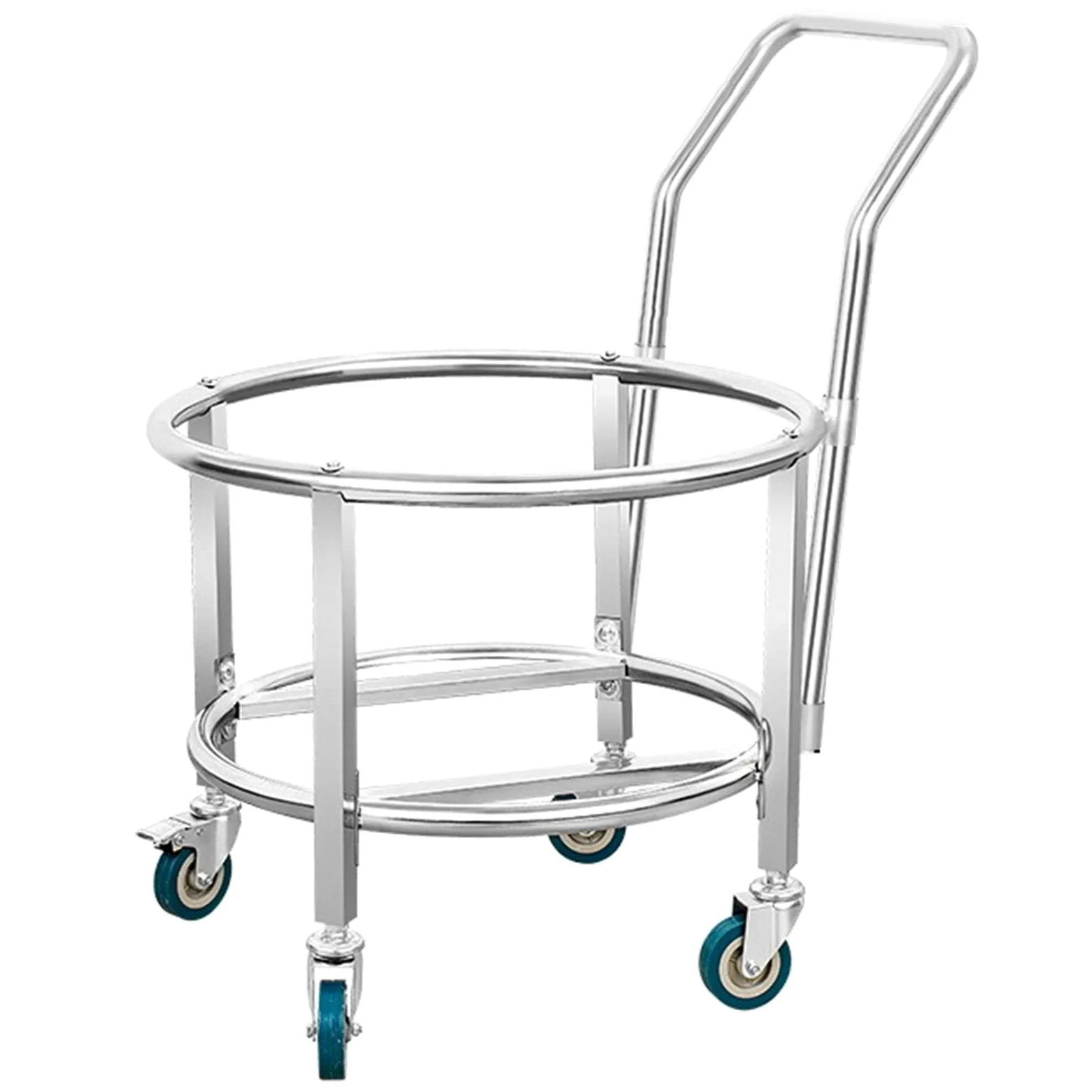 Carro de Empuje para Trabajo Pesado, Carro de Mano móvil con Cubo de Acero Inoxidable, Marco de Barril Portador de mudanza Multifuncional, transportadores de Muebles con Ruedas