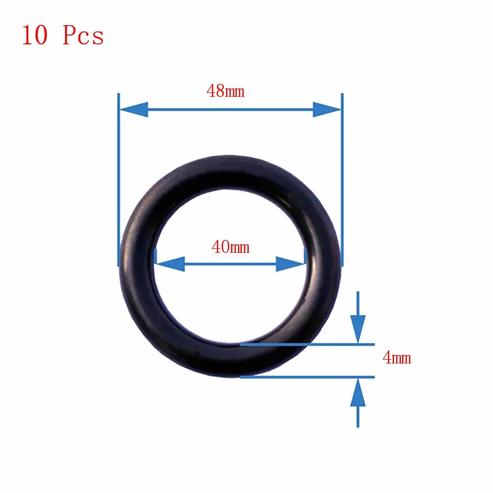 Juntas tóricas de goma de nitrilo 40mm x 48mm x 4mm Negro 10 Piezas