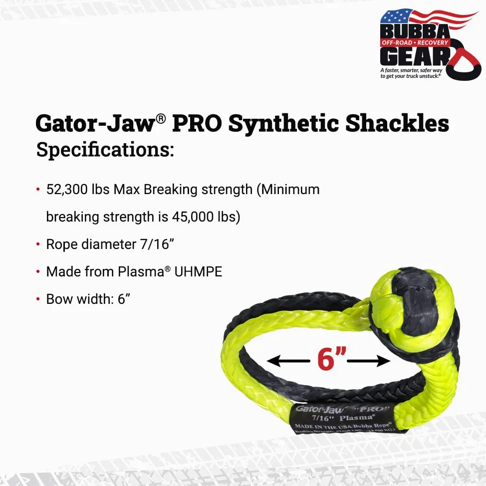 Bubba 176745PRO Gator-Jaw - Grillete sintético Suave (52,300 LB de Fuerza de Rotura), Color Rojo y Negro