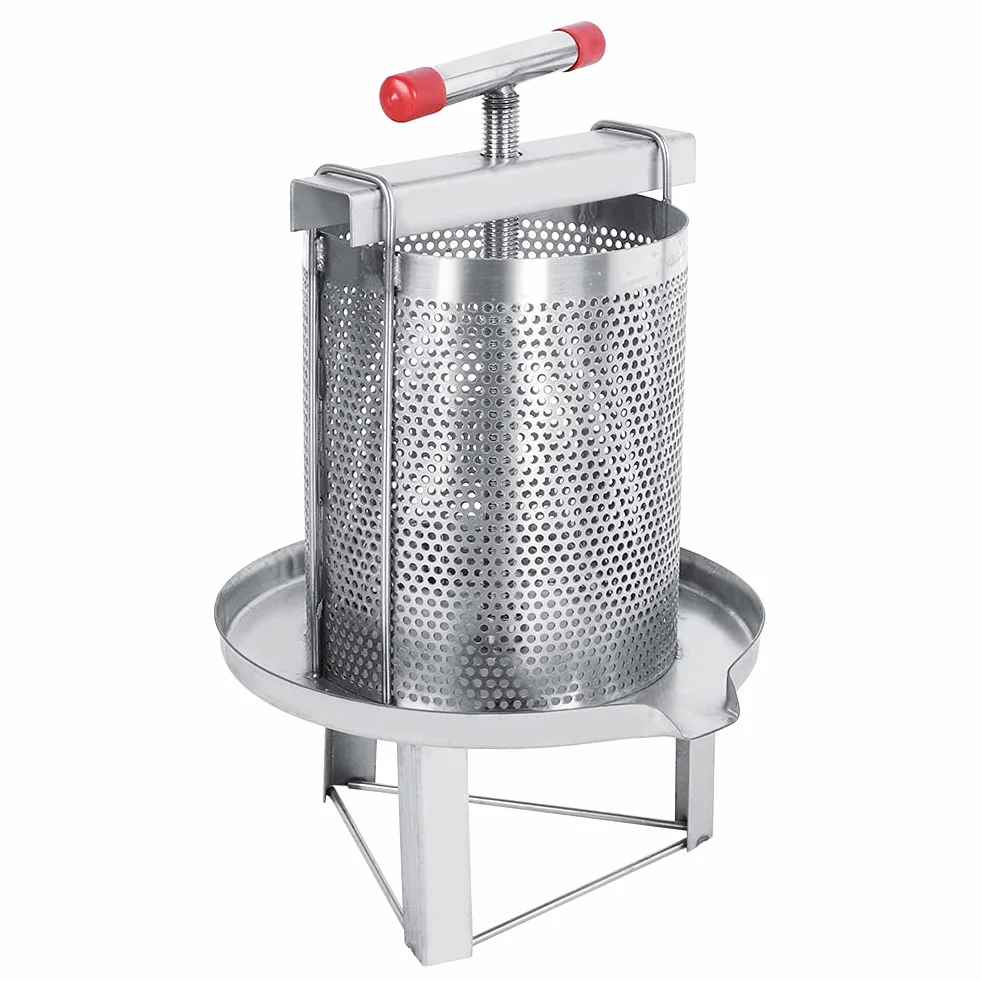 Yctze Manual de Acero Inoxidable Manual de Miel y Herramienta de Prensa de Cera para Apicultura con filtro: Miel Doméstica Multifuncional y Extractor de Cera