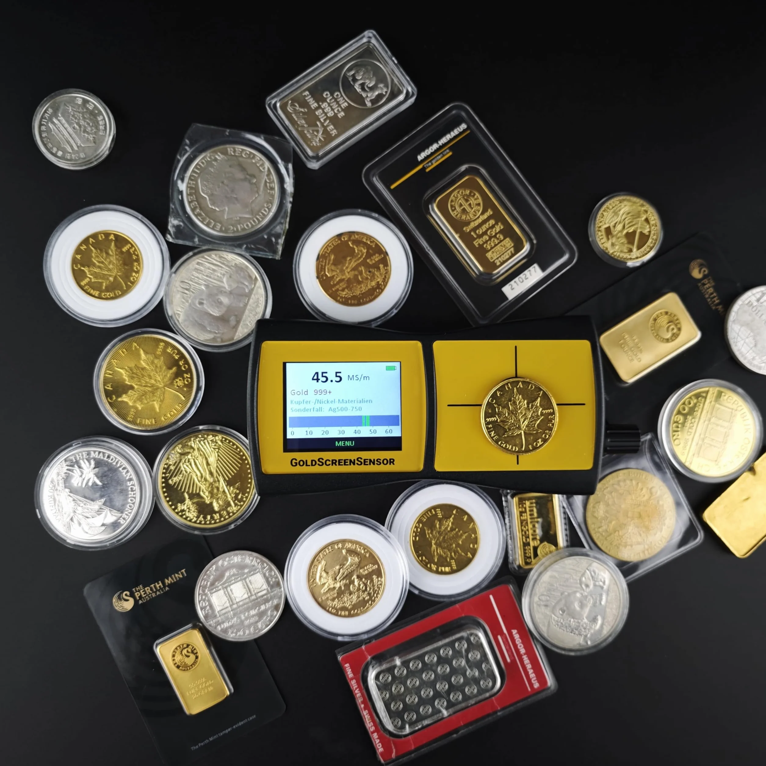 GoldScreenSensor - Comprobador para monedas & lingotes – Comprobar la autenticidad de metales preciosos