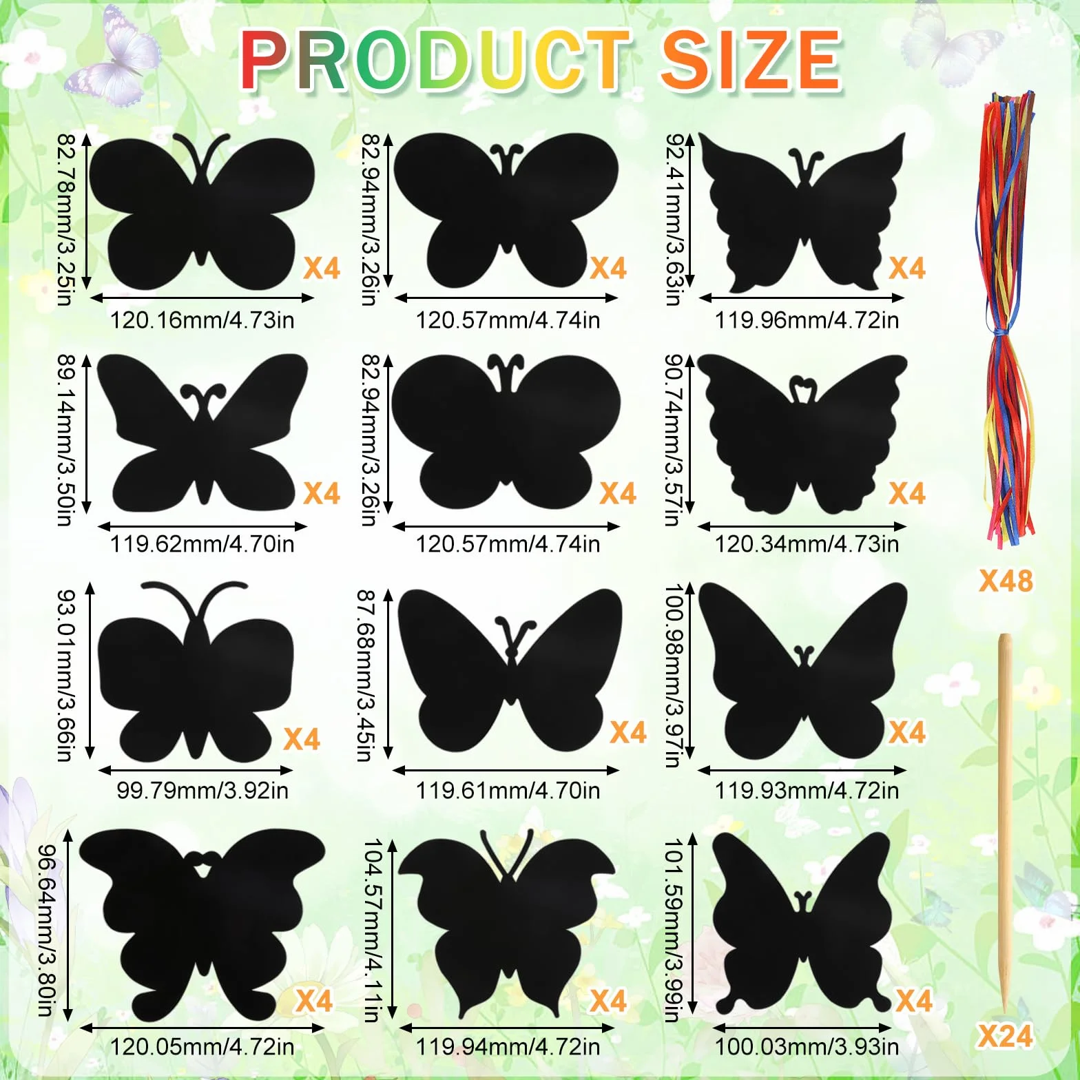 Scratch Art para Niños 48 Piezas Mariposa Arco Iris Papel Mágico Rascar DIY 12 Estilos