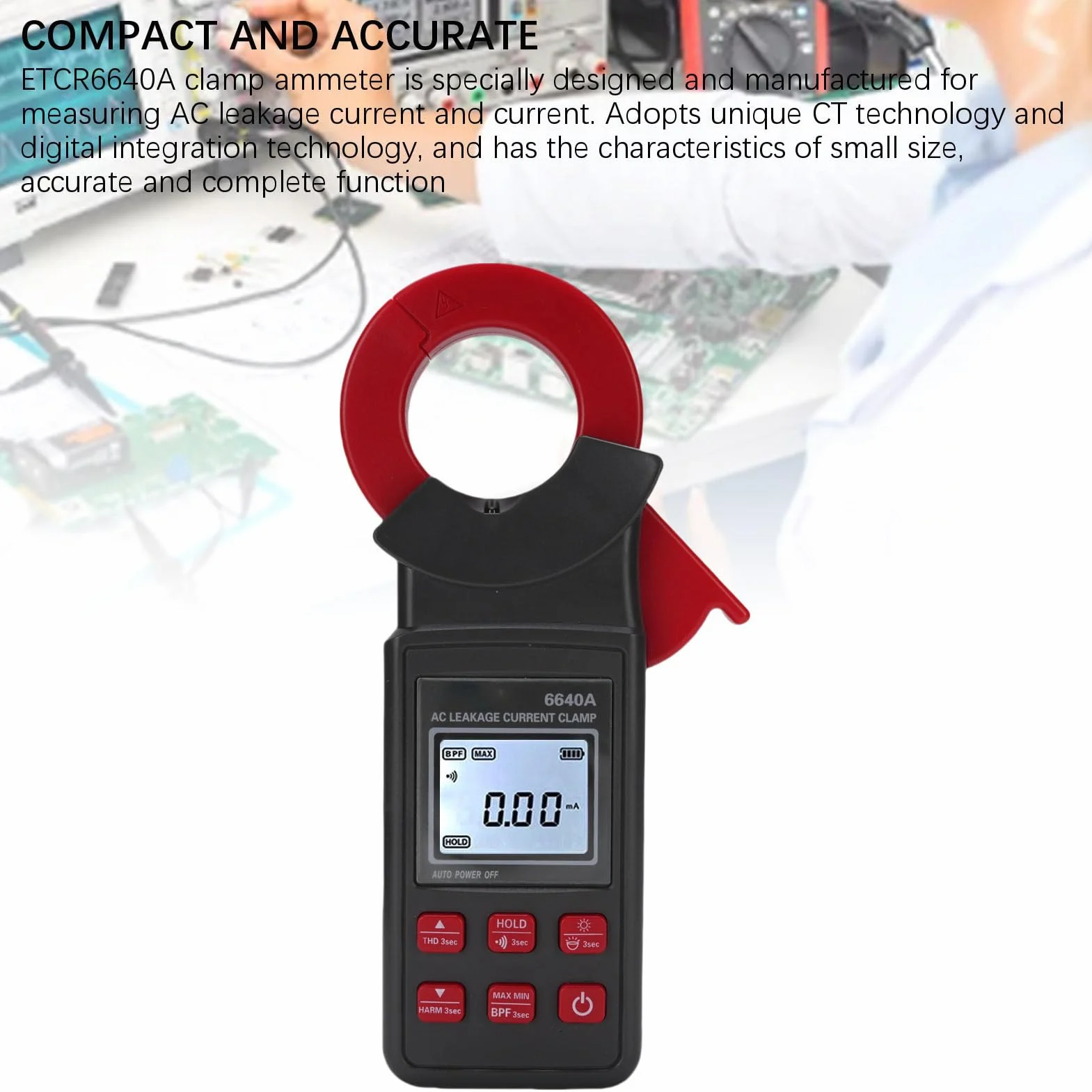 Pinza Digital Medidor de Resistencia A Tierra Probador de Tierra Arquitectura Equipo Eléctrico Industrial 0 MA A 300 A Detección de Armónicos de Corriente en Reposo de Gran
