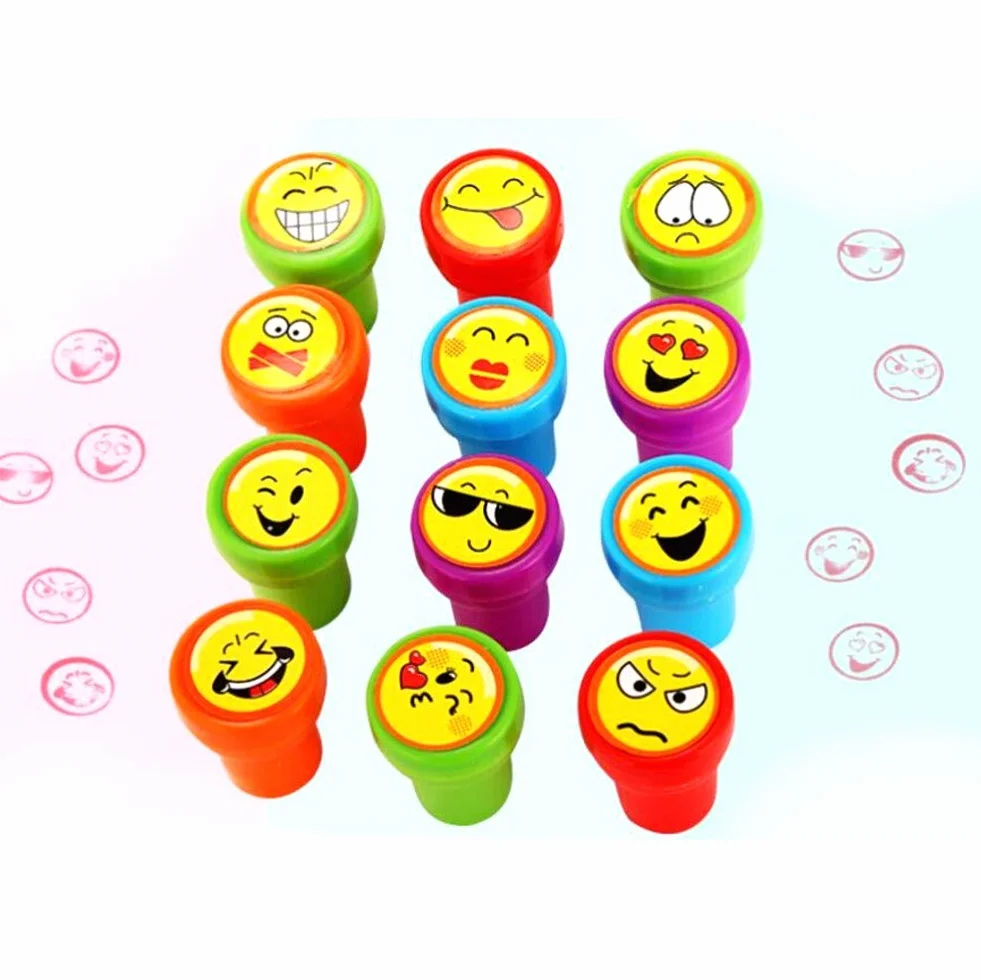 JZK 36x Emoticon Emoji Sellos de Tinta para niños Sello Conjunto estampadora Auto entintadora