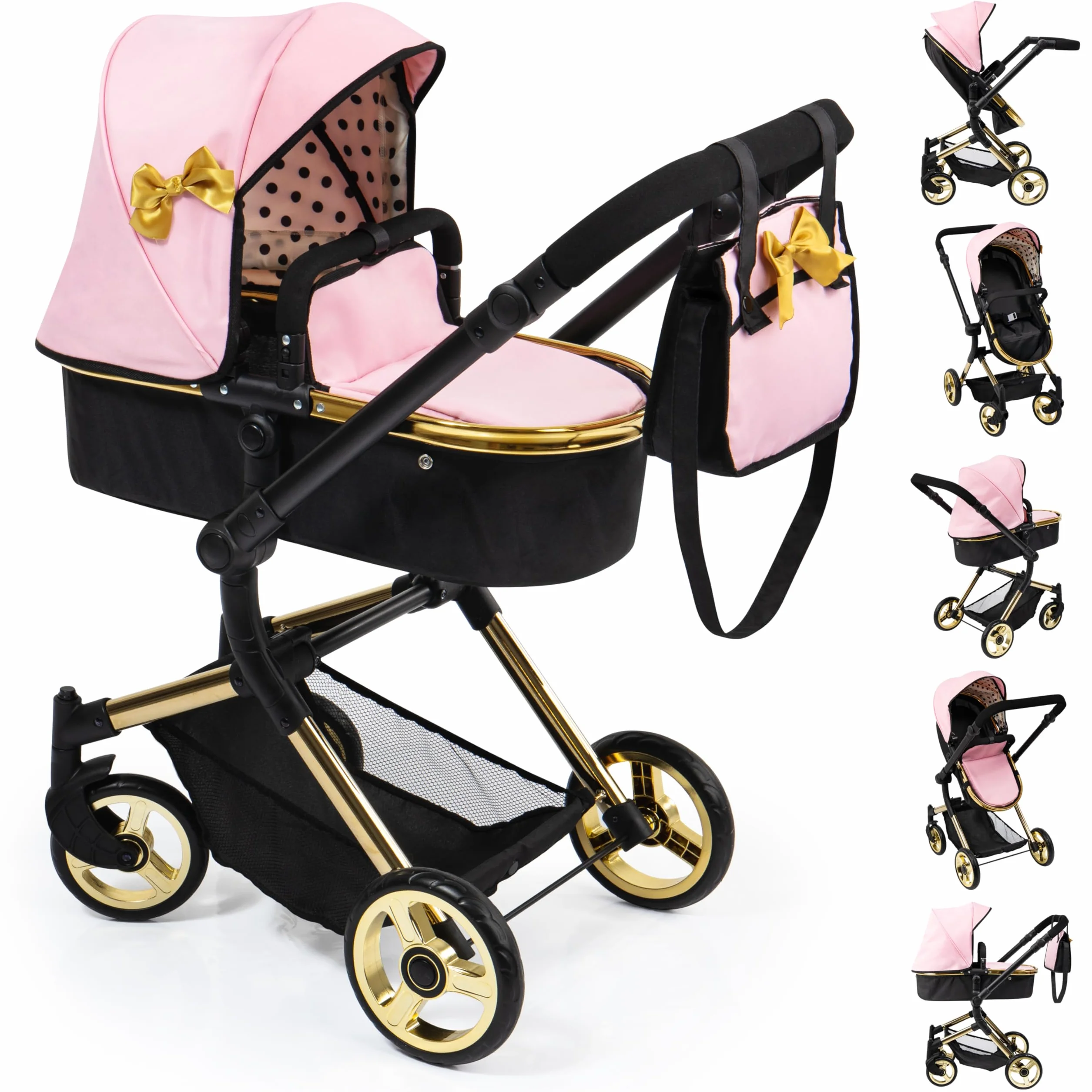 Bayer Design Cochecito de Muñecas Carro Neo Vario Convertible Plegable Rosa Oro