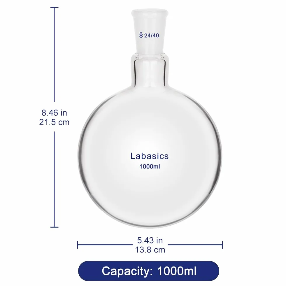 Labasics Cristal Matraz de Fondo Redondo 1000ml Cuello Único 24/40