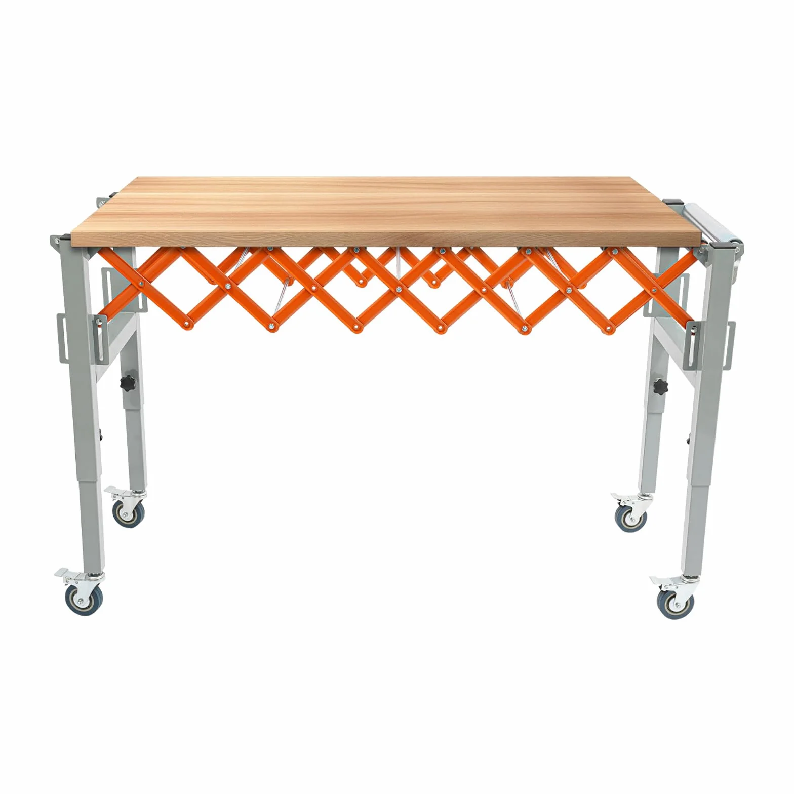 Rodillo transportador ajustable, rodillo de tijera, mesa de ruedas extensible, rodillo transportador de altura ajustable con capacidad de carga de 50 kg, mesa de ruedas de metal de 46 a 130