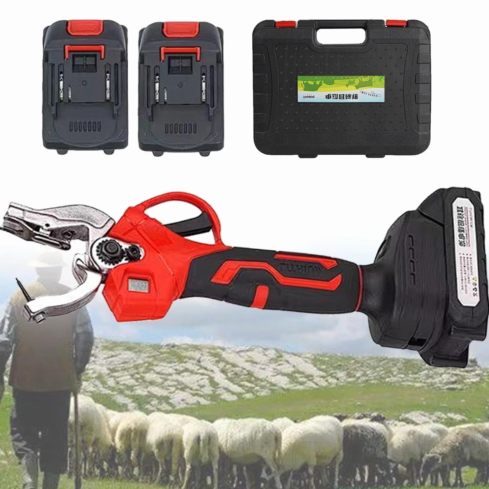 Marcador de orejas eléctrico for ganado vacuno, cerdos y ovejas, aplicador automático recargable de etiquetas de oreja, con contador y baterías extraíbles.