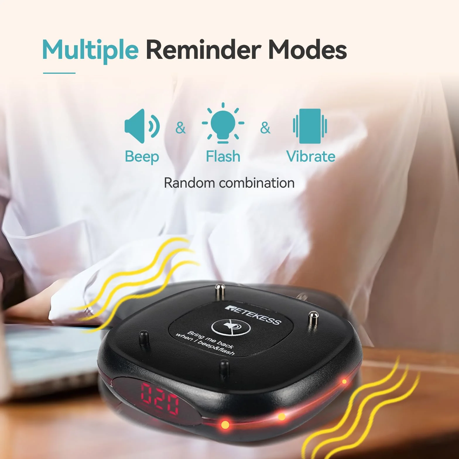Retekess TD161 Buscapersonas Restaurante, 500M Avisadores Clientes, Teclado Extraíble, Fácil Configuración, 300 mAh 20H, Sistema de Llamadas para Pubs, Zoo, Logística (20 Buscapersonas)