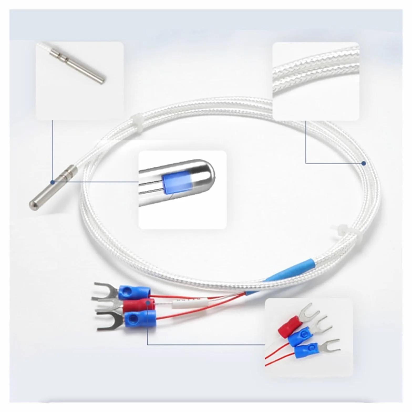 Sensor de temperatura PT100 de 4 mm x 30 mm, termopar de acero inoxidable, cable de 1/2/3/4/5 m(PT100 5M)