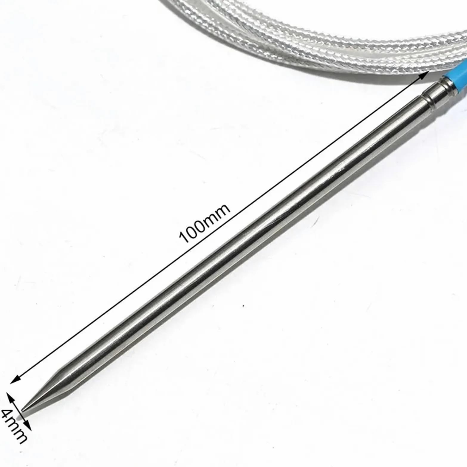 Termopar de resistencia térmica con punta de aguja NTC10K/PT100/PT1000 insertado en acero inoxidable SUS304 de grado alimenticio de 4 x 100 mm(PT100 Cable5m)