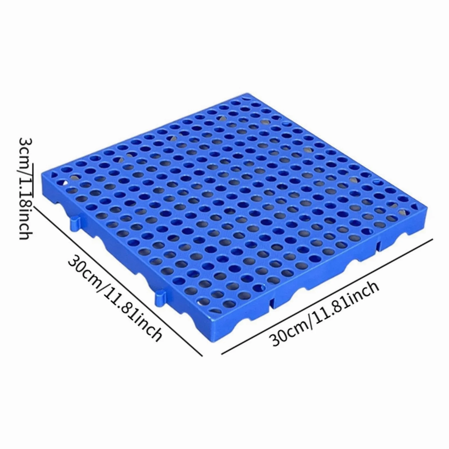 Paleta de plástico resistente al agua entrelazada, 30 x 30 cm, 3 cm de grosor, resistente, apilable, ventilada, solución de almacenamiento para sótanos (paquete de 10)