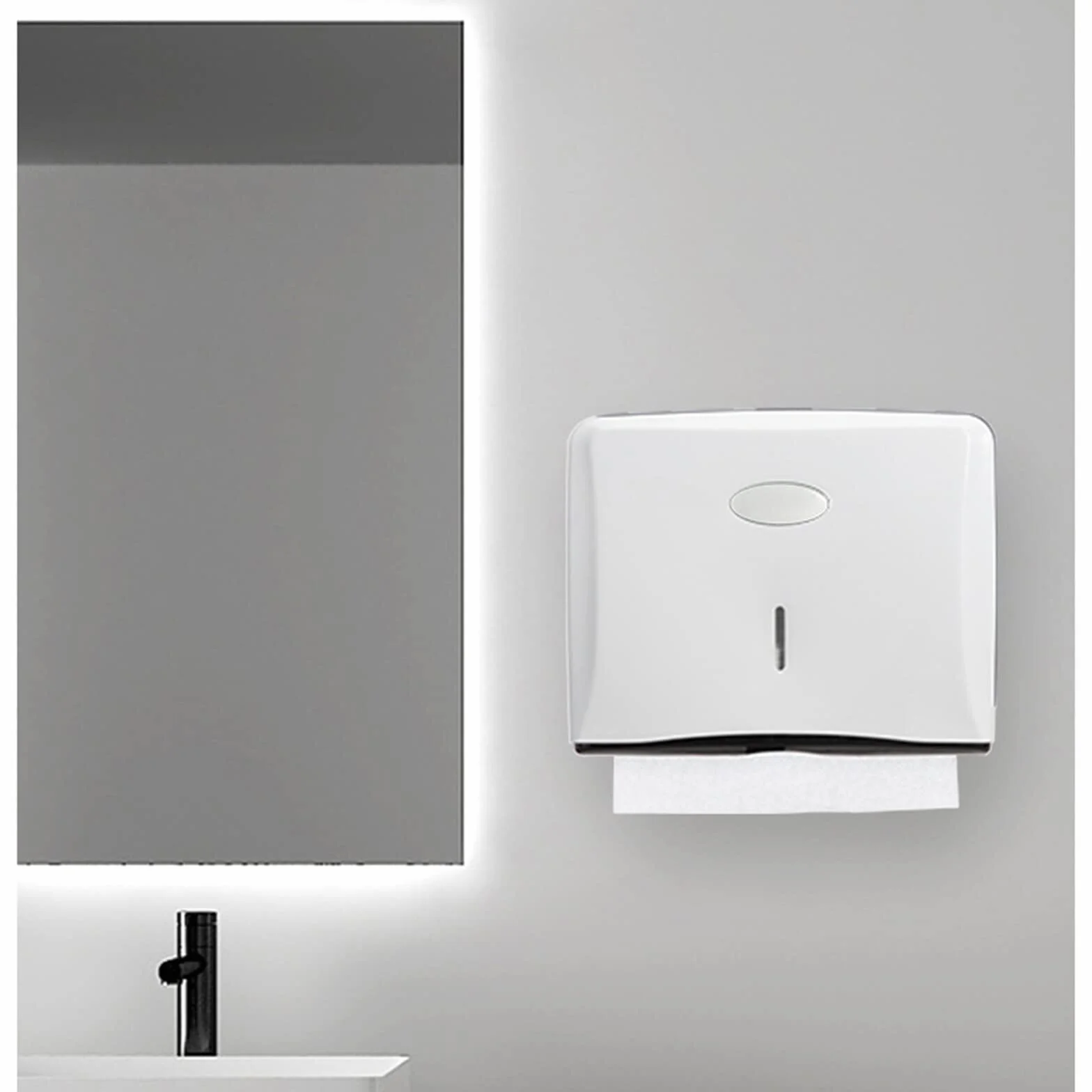 Dispensador de Toallas de Papel para Montaje en Pared, Soporte para Papel Secamanos Plegadas en C, Blanco