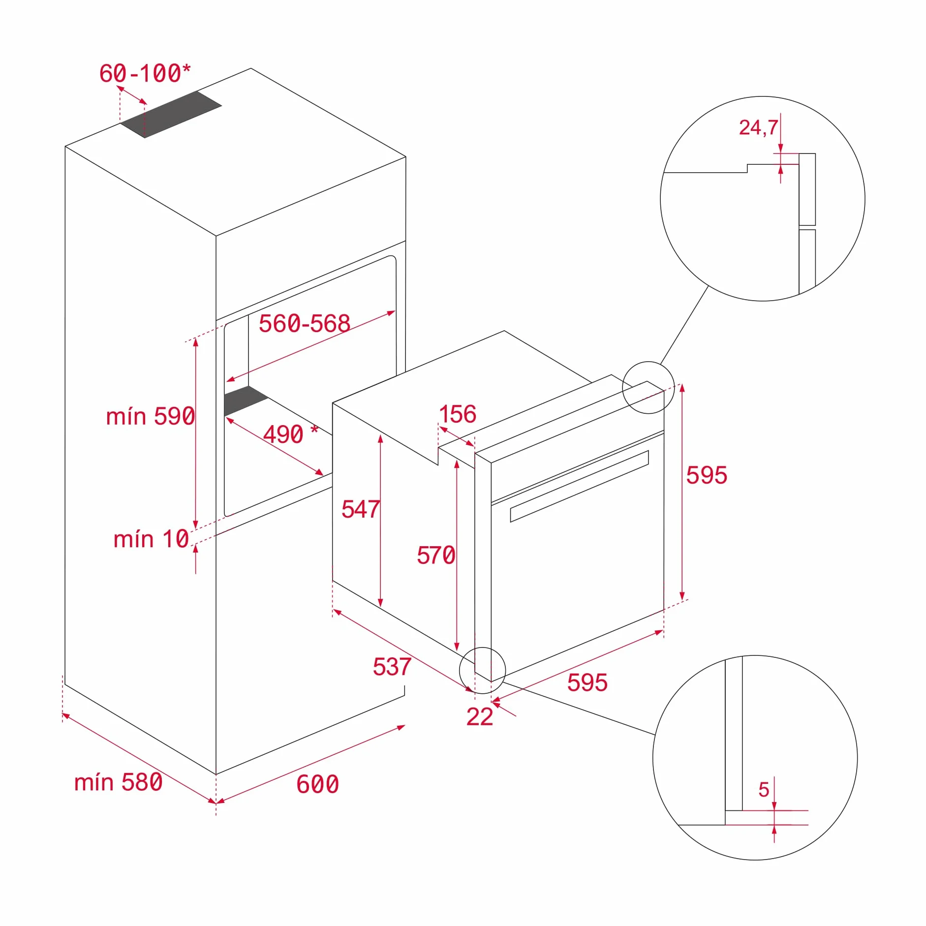TEKA Horno Pirolítico Multifunción 60cm con AirFry, 9 Funciones, HydroClean, Modelo NEO HSB 6466 P