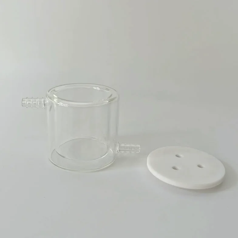 Celda electrolítica de doble capa con control de temperatura for sistema de 3 electrodos - Tanque de vidrio con cubierta de PTFE, 1 pieza(50ml)
