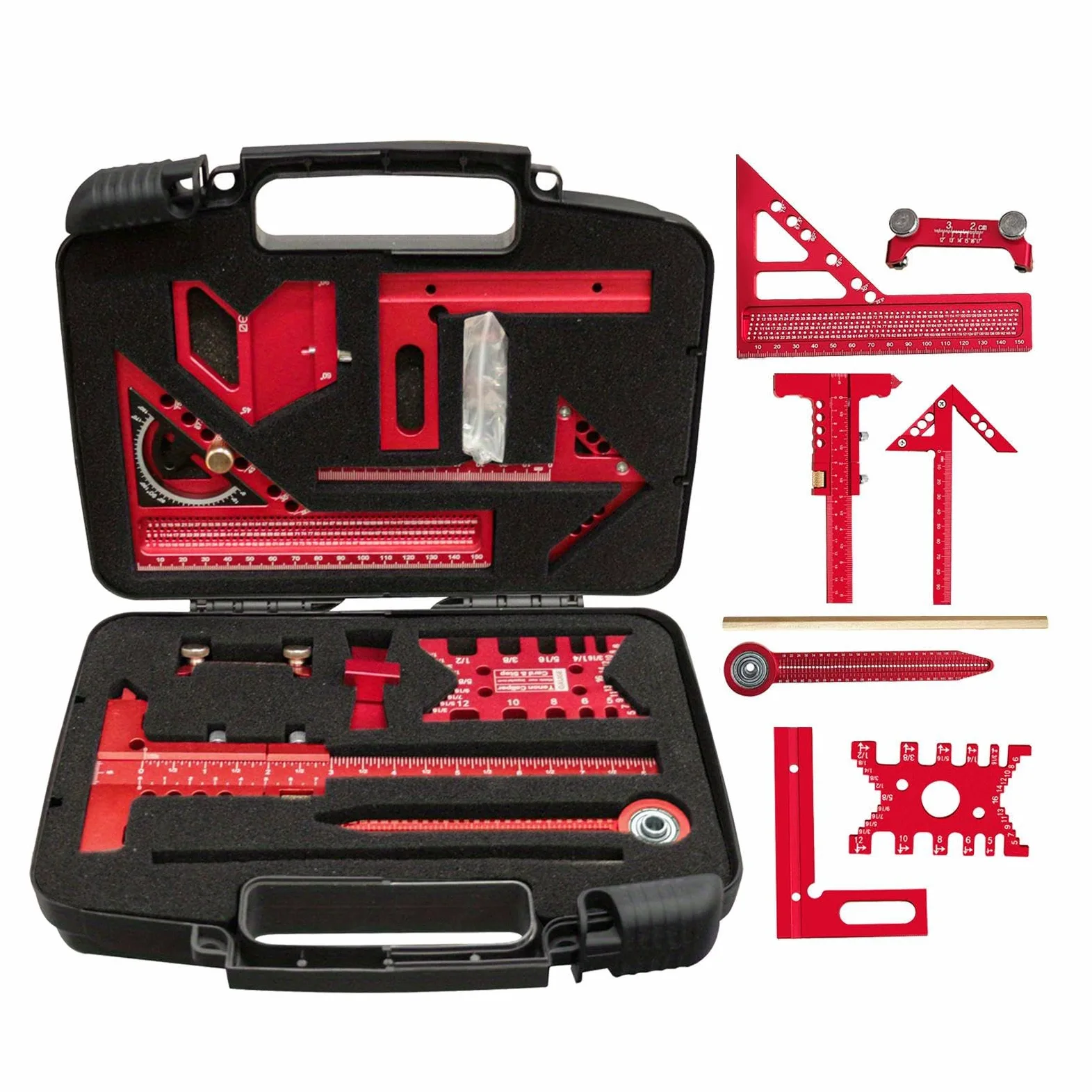 Escuadras De Carpintería Herramienta de Mediciones para Carpintería de 9 | Kit De Escuadra Angular De Precisión para Proyectos de Construcción Bricolaje Carpintería