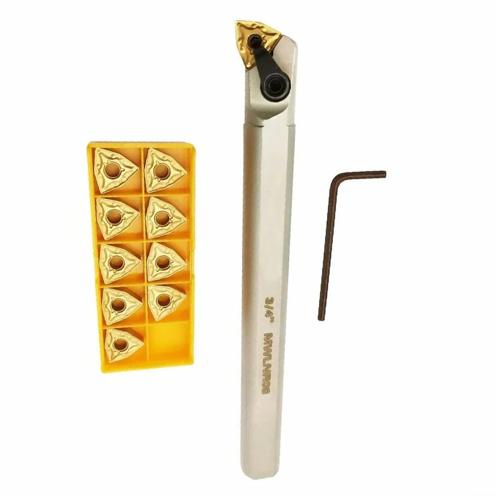 Niceminiwall ZQ1616R-2 Herramienta de ranurado de corte de ranurado + 10 piezas de insertos de torneado de carburo SP200 para CNC