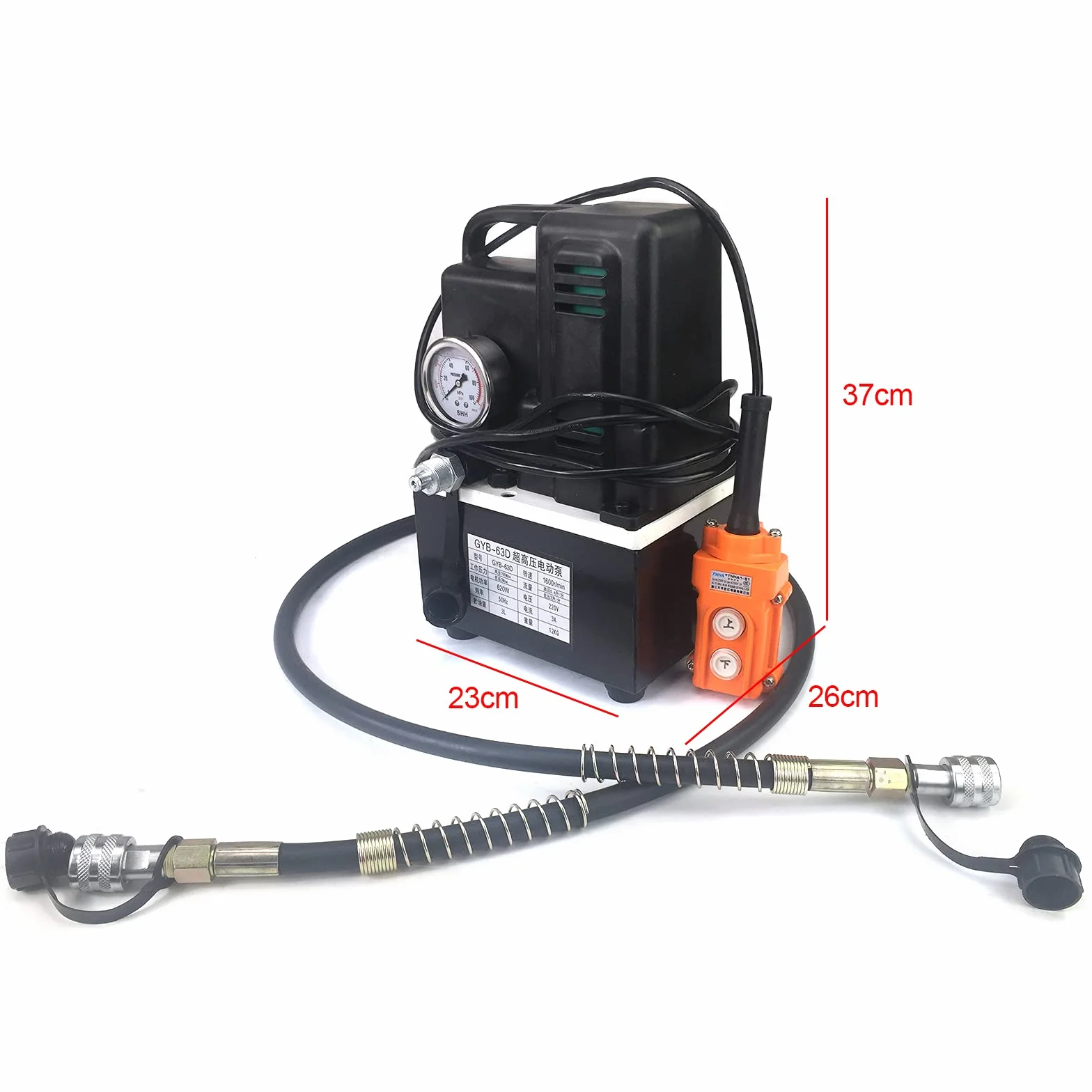 Bomba hidráulica eléctrica, 620 W, 220 V, bomba de aceite hidráulico de alta presión de 1600 RPM con mando a distancia con cable