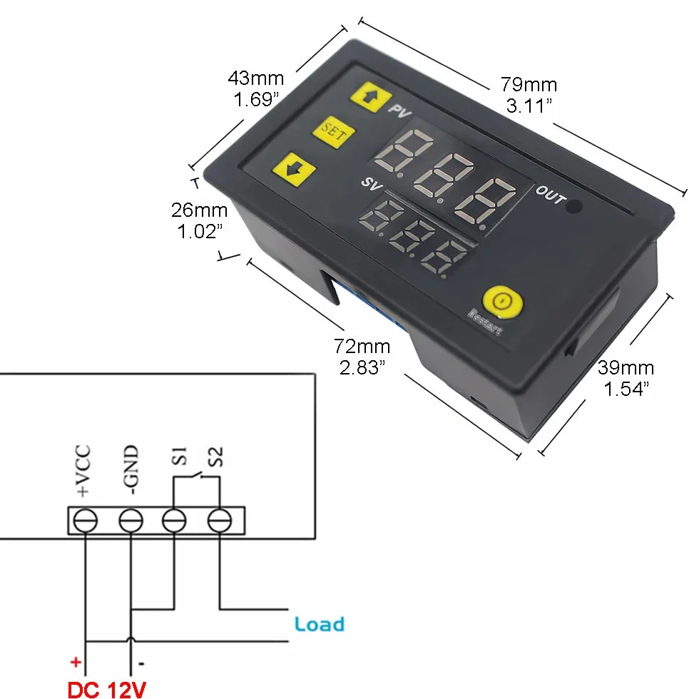 Greluma W3230 Controlador de temperatura digital DC 12V 20A Termostato LED NTC 10K -50 a 110 °C