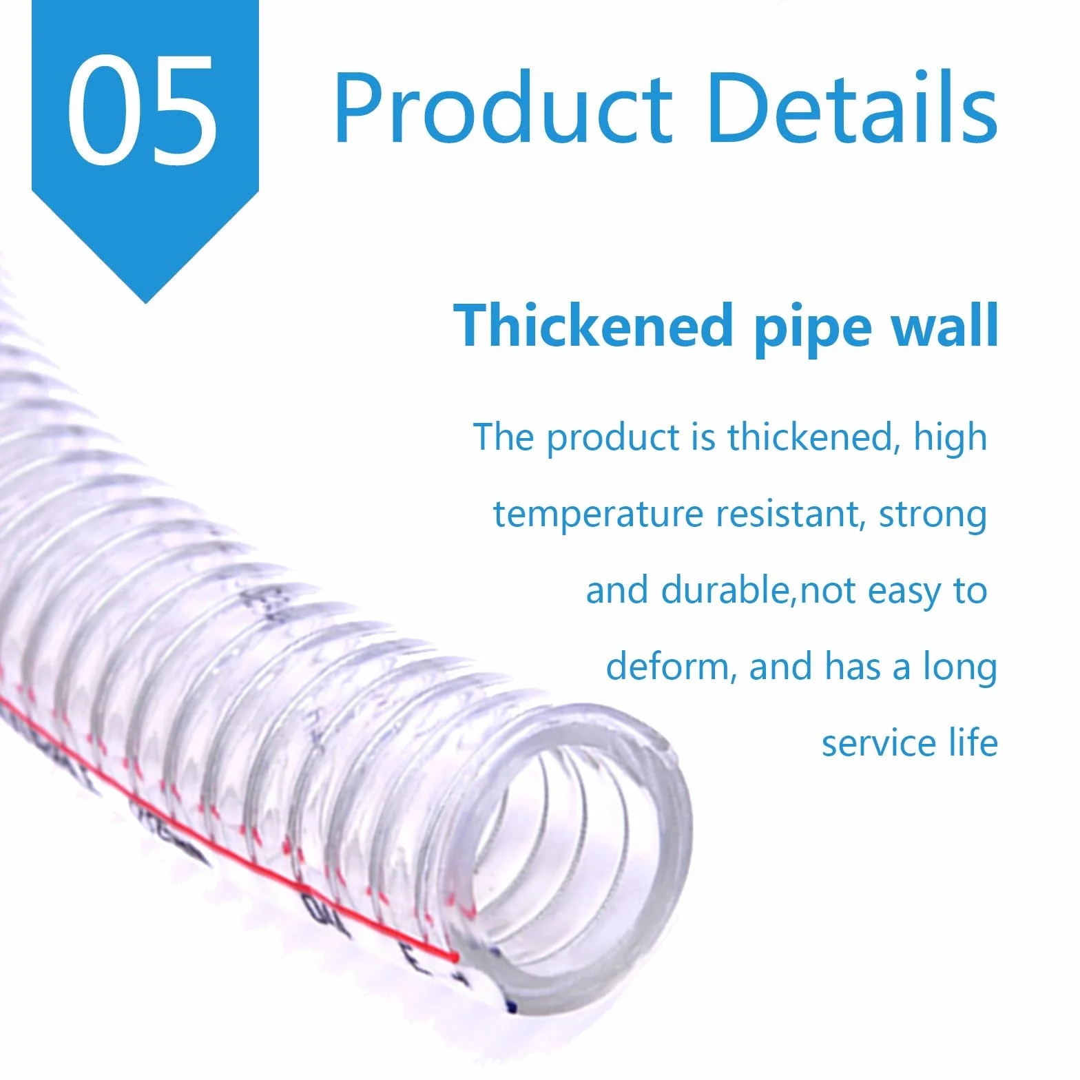 Grueso de pared 32-110m m de la tubería 5m m del claro de la manguera del alambre de acero del PVC(Inner diameter:89mm)